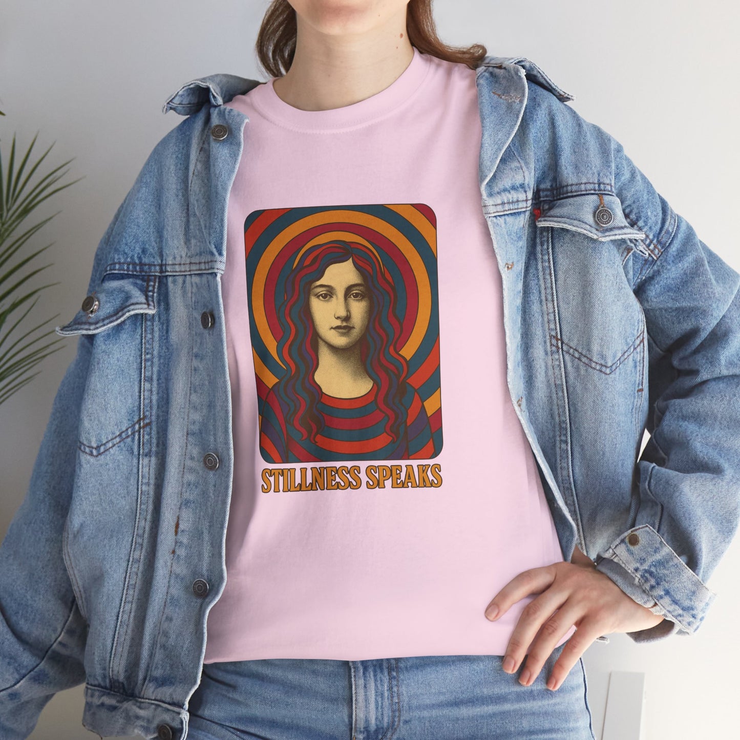 Stillness Speaks Unisex Heavy Cotton Tee, Psychedelic Retro Graphic Shirt, Spiritual Boho Aesthetic Top, Vintage 70s Trippy Tshirt,