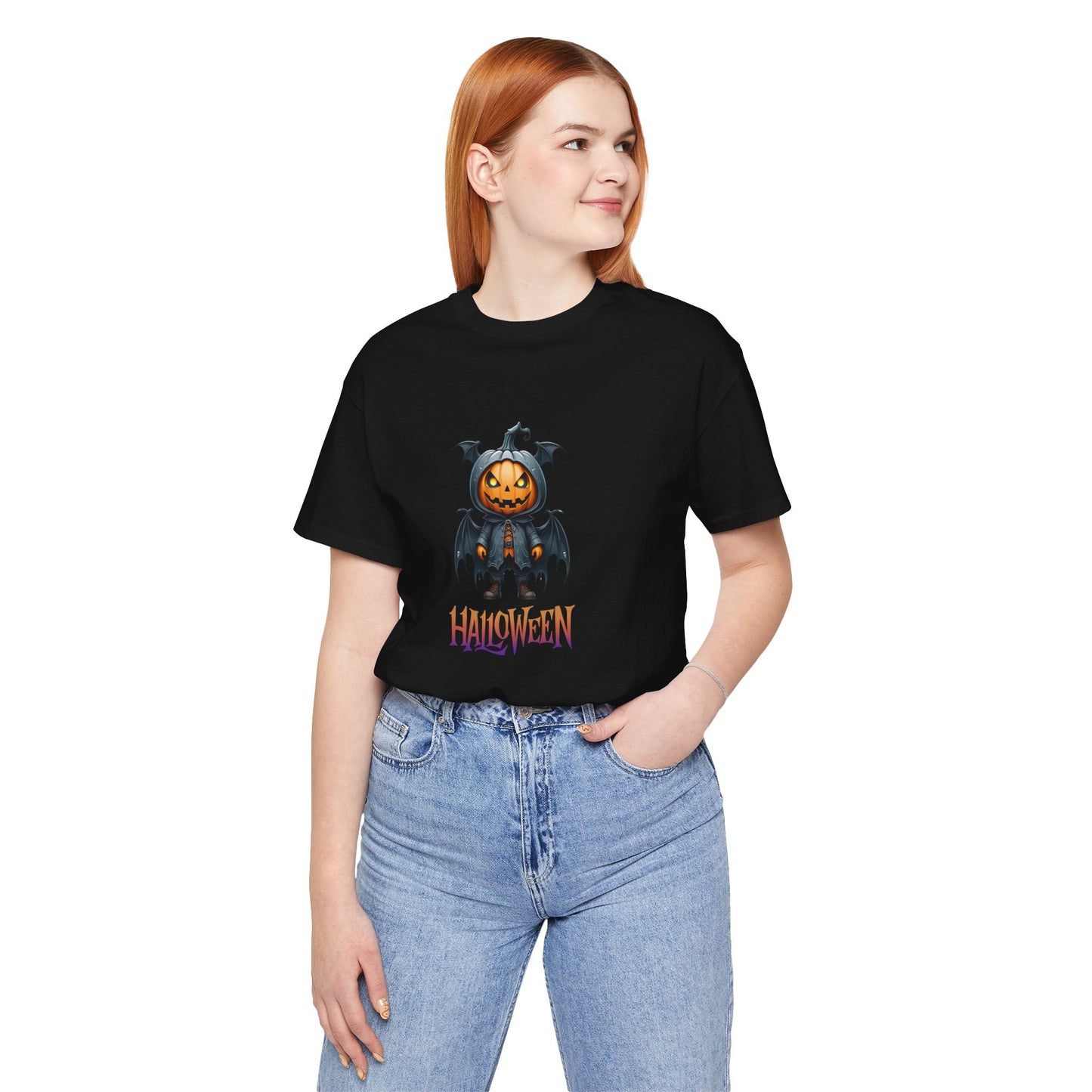 Halloween Pumpkin Bat Shirt – Spooky Jack O’Lantern Graphic Tee – Bella Canvas 3001 – Unisex Halloween T-Shirt for Women Men