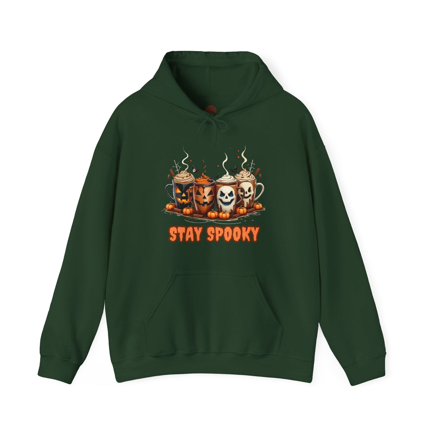 Stay Spooky Halloween Hoodie – Gildan 18500 Unisex Heavy Blend – Gothic Coffee Mug Graphic Sweatshirt