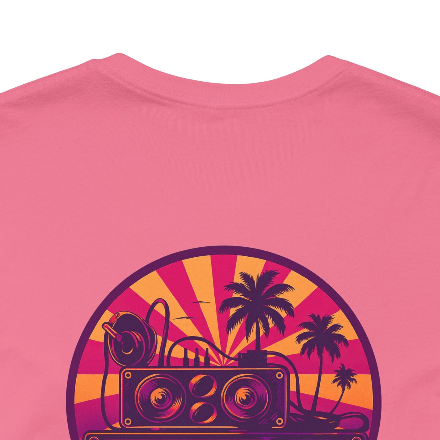 Echoes of the Past Retro Sunset T-Shirt – Bella Canvas 3001 Unisex 80s Vaporwave Graphic Tee, Vintage Music Lover Shirt