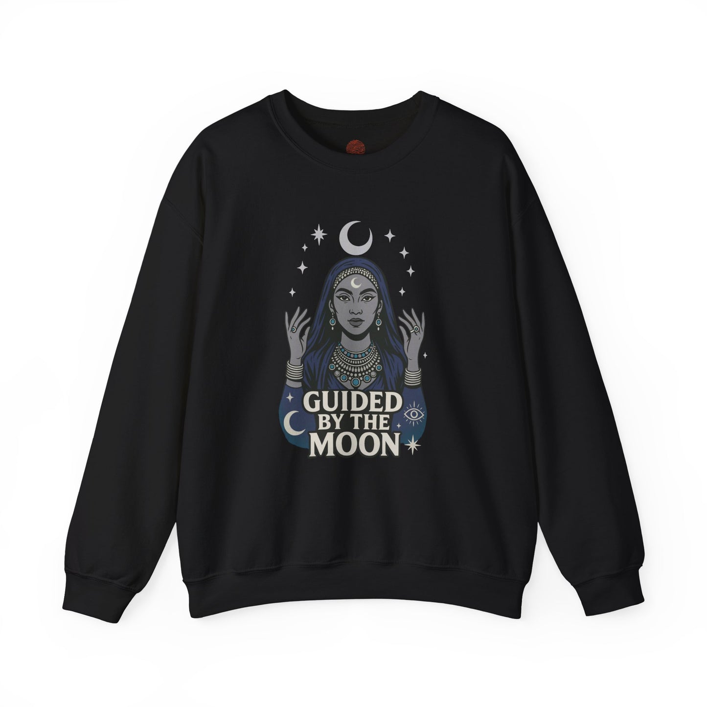 Guided by the Moon Sweatshirt, Mystical Celestial Graphic Pullover, Spiritual Astrology Unisex Cozy Top, Moon Phase Witchy Gift, Moon Lover