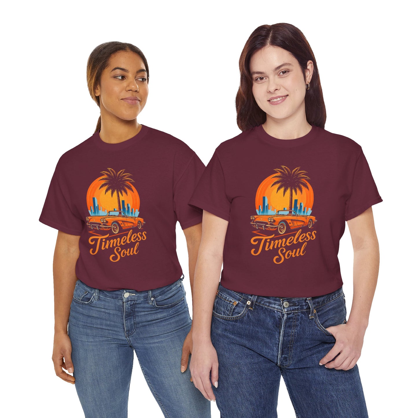 Vintage Sunset Retro Car T-Shirt, Classic Convertible Shirt, Miami Beach 80s Style Top - Unisex Tee