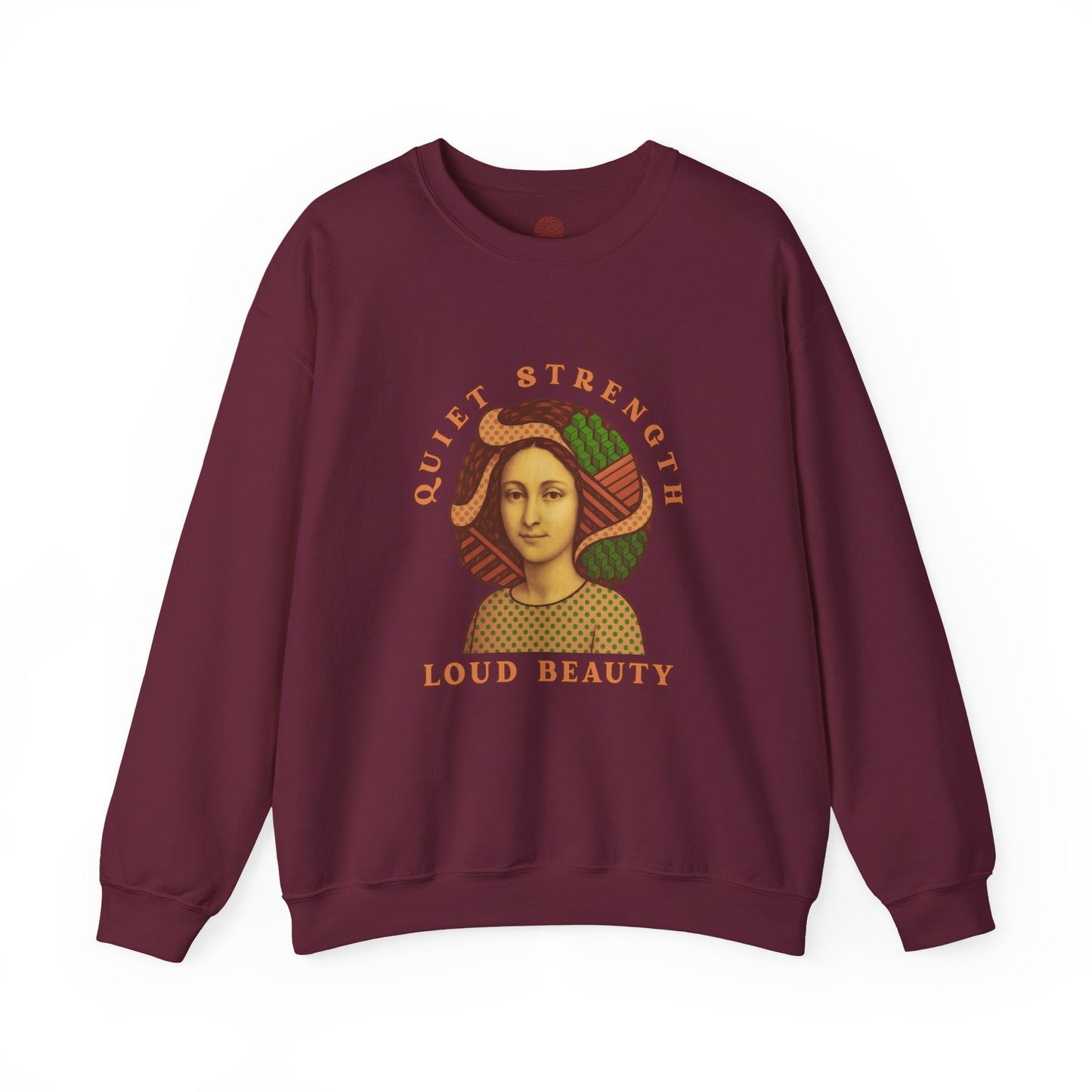 Quiet Strength Loud Beauty Graphic Sweatshirt - Retro Vintage Aesthetic Unisex Gildan 18000, Feminine Power Art Shirt, Crewneck Jumper,