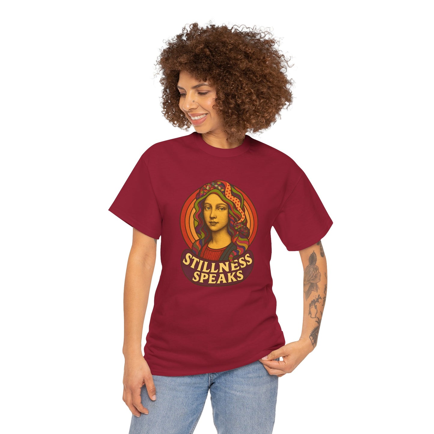 Stillness Speaks T-Shirt, Psychedelic Retro 70s Graphic Tee, Spiritual Mystic Woman Shirt, Boho Trippy Aesthetic Top, Inner Peace Gift,
