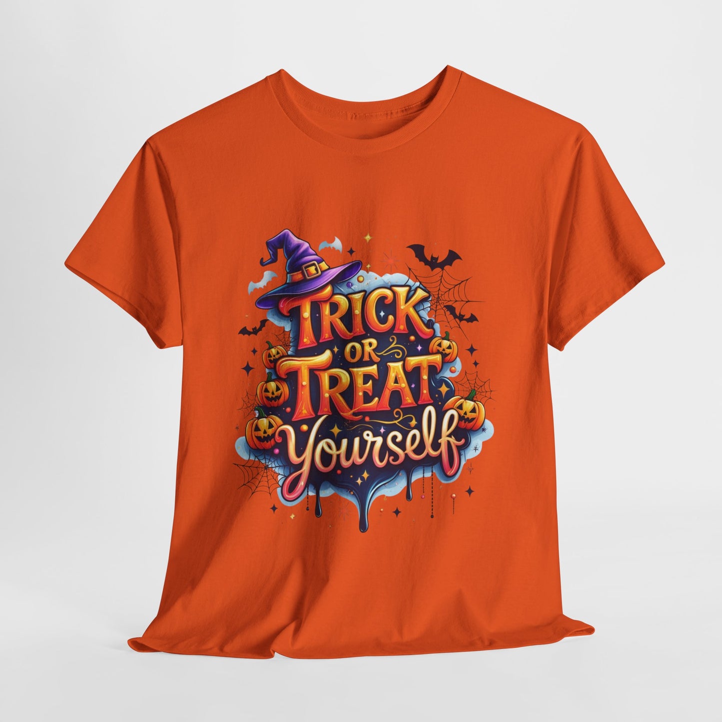 Trick or Treat Yourself Halloween Shirt | Funny Witch Pumpkin Graphic Tee | Spooky Unisex Costume T-Shirt | Cute Halloween Party Top