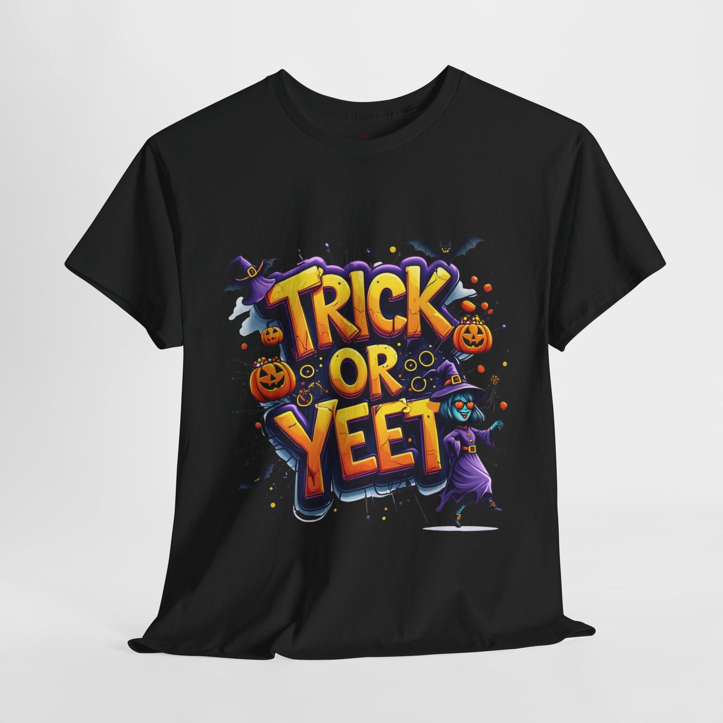 Trick or Yeet Halloween Shirt | Funny Witch Pumpkin Graphic Tee | Spooky Unisex Costume T-Shirt | Trendy Halloween Party Top