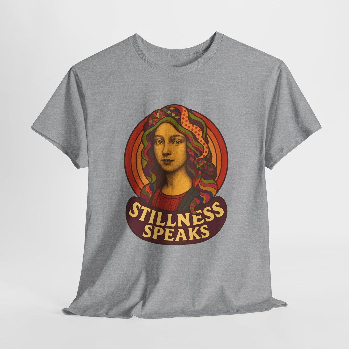 Stillness Speaks T-Shirt, Psychedelic Retro 70s Graphic Tee, Spiritual Mystic Woman Shirt, Boho Trippy Aesthetic Top, Inner Peace Gift,