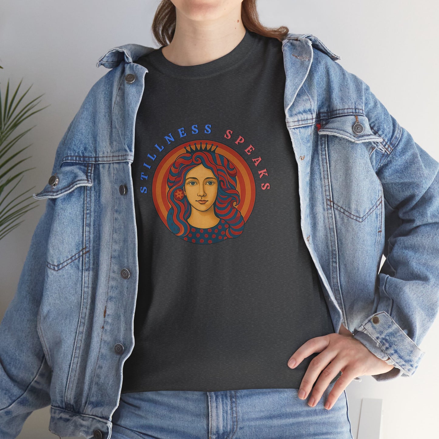 Stillness Speaks T-Shirt, Psychedelic Retro Graphic Tee, Spiritual Mystic Woman Shirt, 70s Boho Aesthetic Top, Inner Peace Gift, Unisex