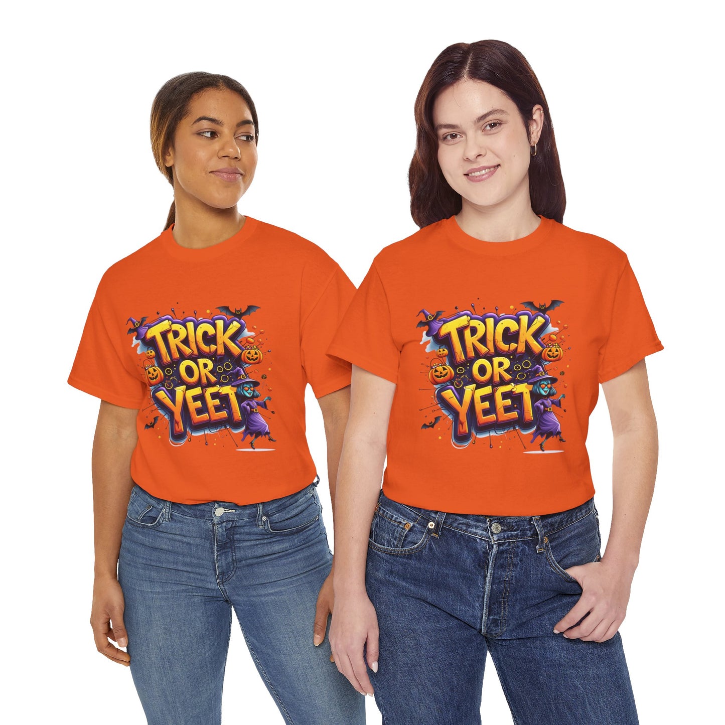 Trick or Yeet Halloween Shirt | Funny Witch Pumpkin Graphic Tee | Spooky Unisex Costume T-Shirt | Trendy Halloween Party Top