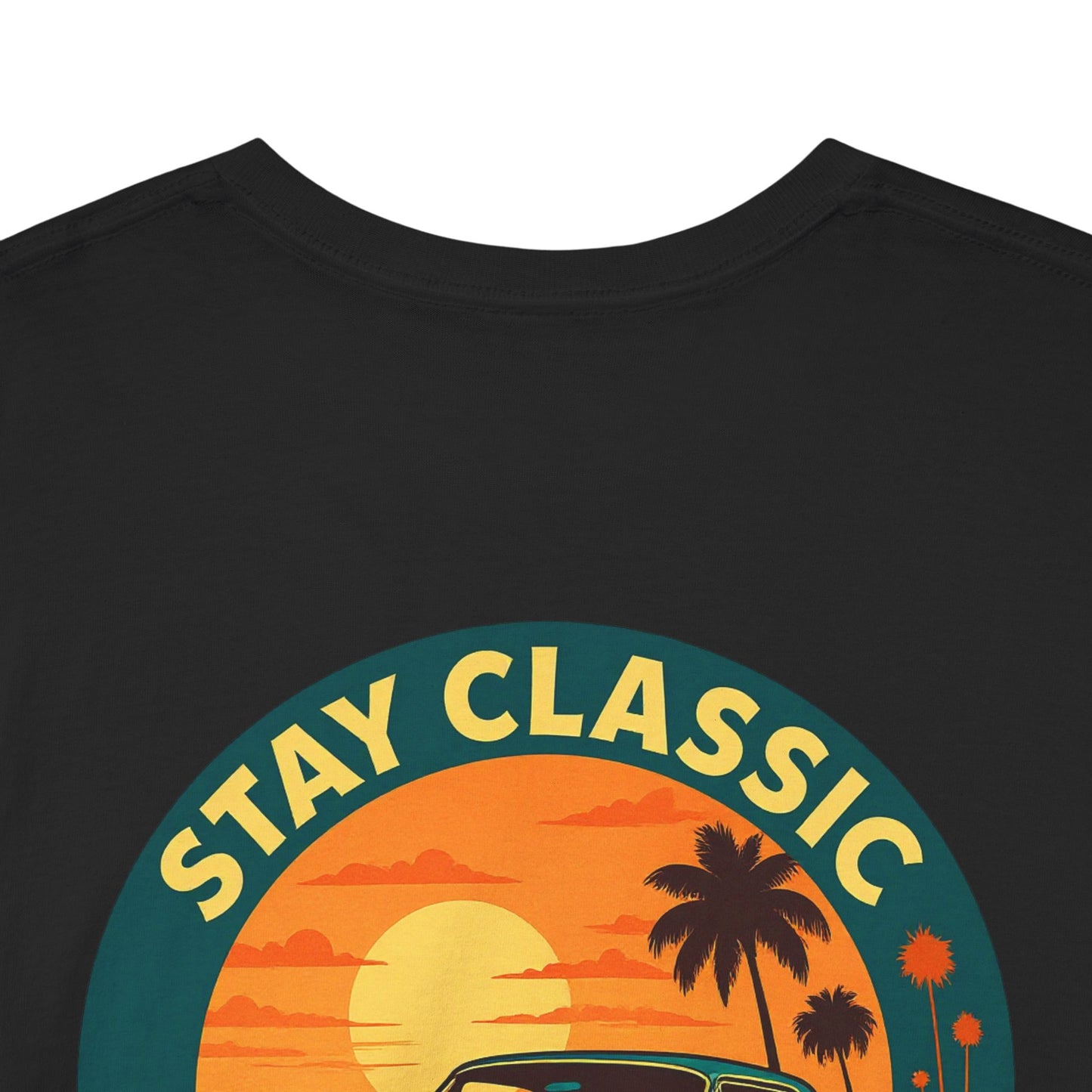 Stay Classic Car T-Shirt | Retro Lowrider Sunset Graphic Tee | Gildan 5000