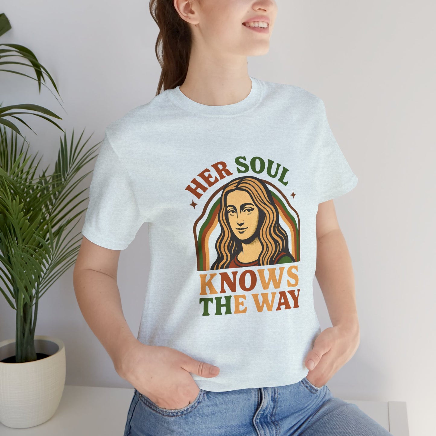Inspirational Quote Unisex Tee, Her Soul Knows The Way Shirt, Retro Graphic T-Shirt, Vintage Quote Top, Bella+Canvas 3001 Shirt