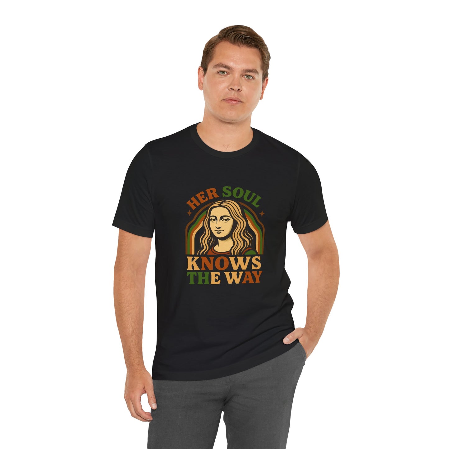 Inspirational Quote Unisex Tee, Her Soul Knows The Way Shirt, Retro Graphic T-Shirt, Vintage Quote Top, Bella+Canvas 3001 Shirt