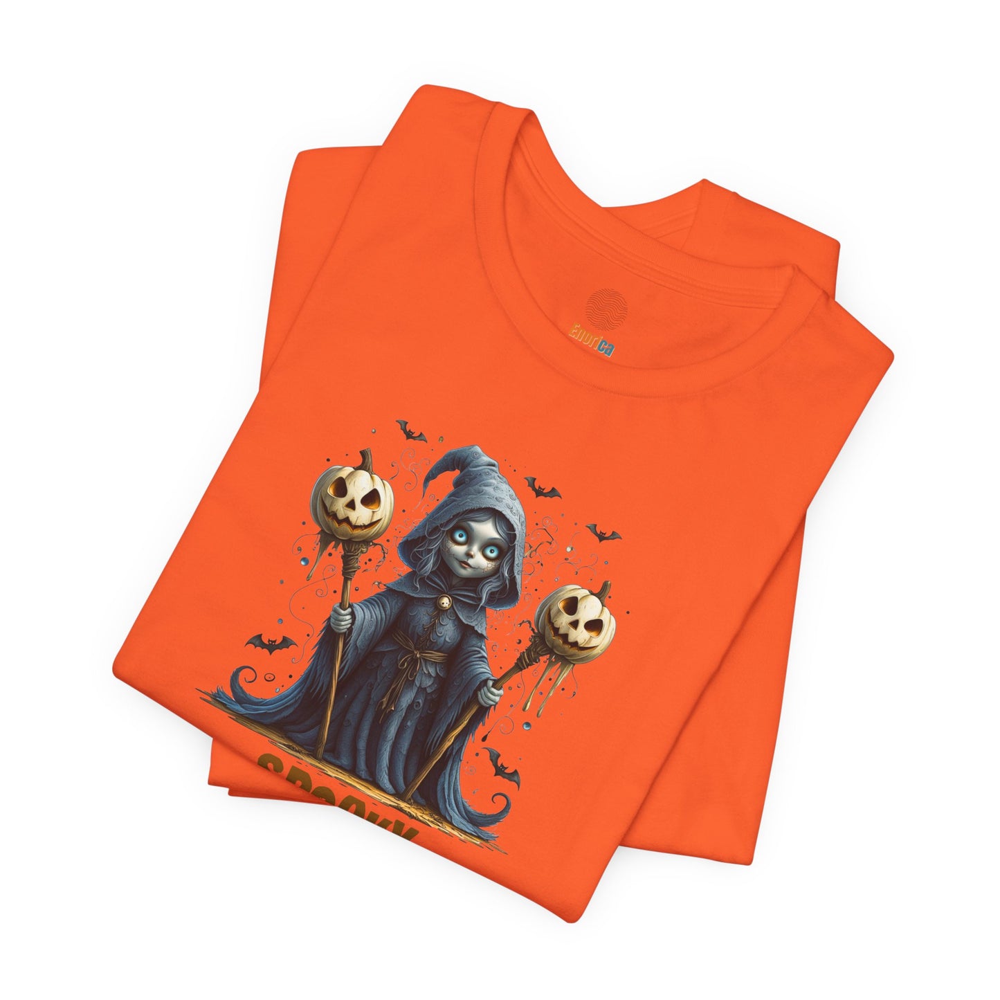 Spooky Mama Halloween Shirt – Gothic Witch Pumpkin Graphic Tee – Bella Canvas 3001 – Cute Halloween T-Shirt for Women