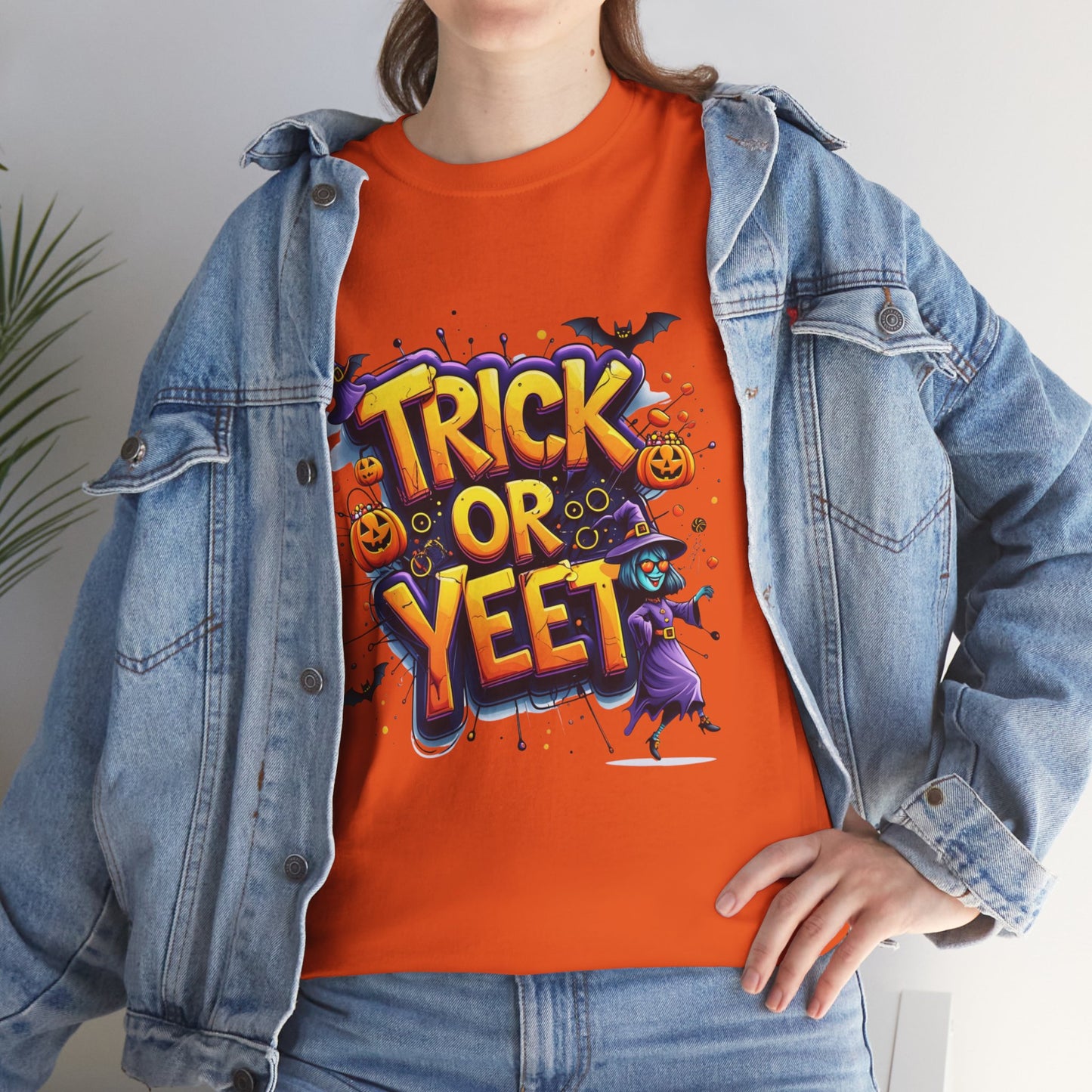 Trick or Yeet Halloween Shirt | Funny Witch Pumpkin Graphic Tee | Spooky Unisex Costume T-Shirt | Trendy Halloween Party Top