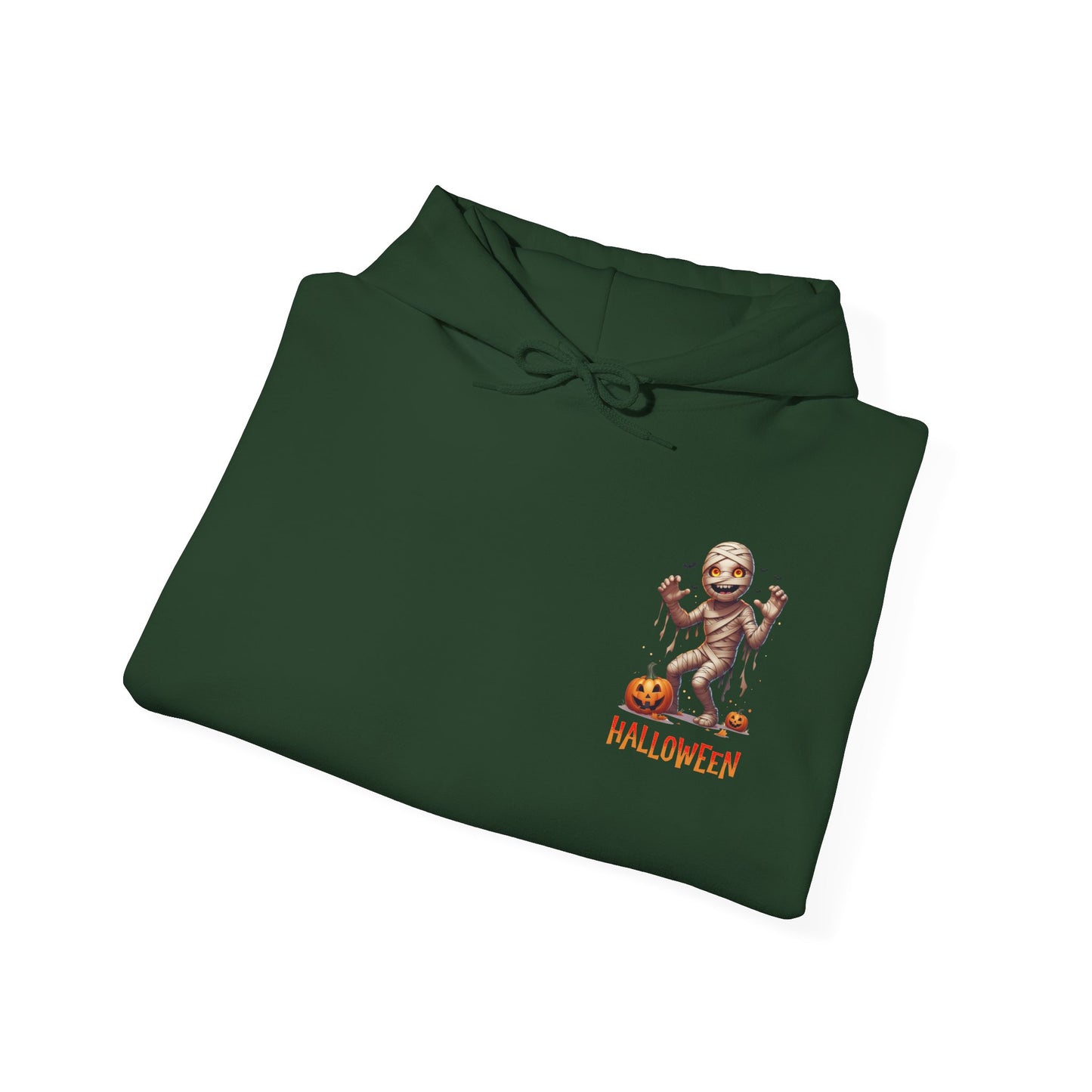 Halloween Mummy Hoodie – Spooky Pumpkin Graphic Sweatshirt – Gildan 18500 Unisex Halloween Hoodie for Fall & Horror Lovers