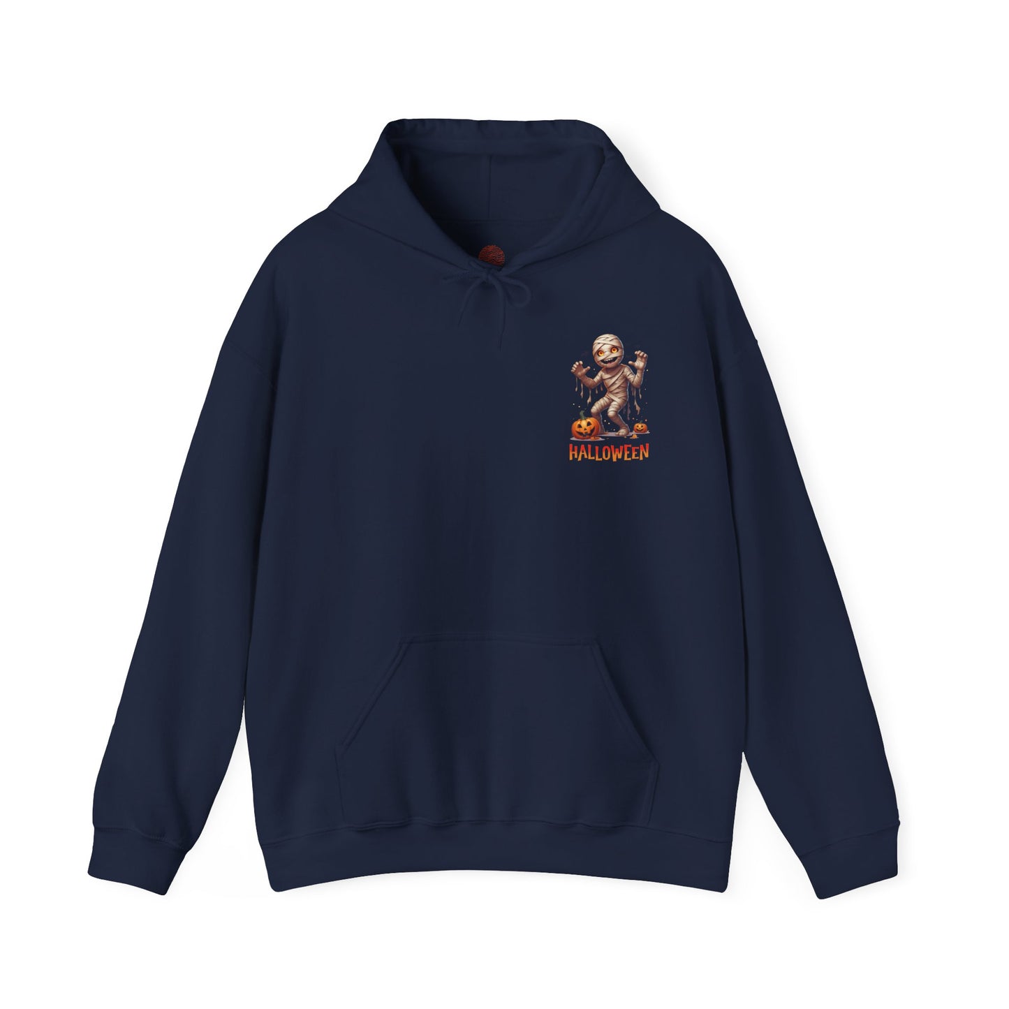 Halloween Mummy Hoodie – Spooky Pumpkin Graphic Sweatshirt – Gildan 18500 Unisex Halloween Hoodie for Fall & Horror Lovers