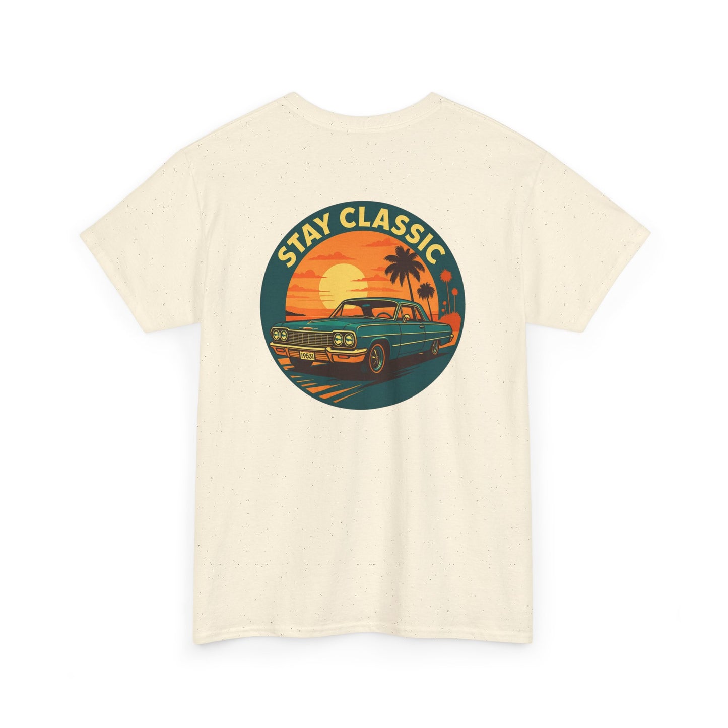 Stay Classic Car T-Shirt | Retro Lowrider Sunset Graphic Tee | Gildan 5000