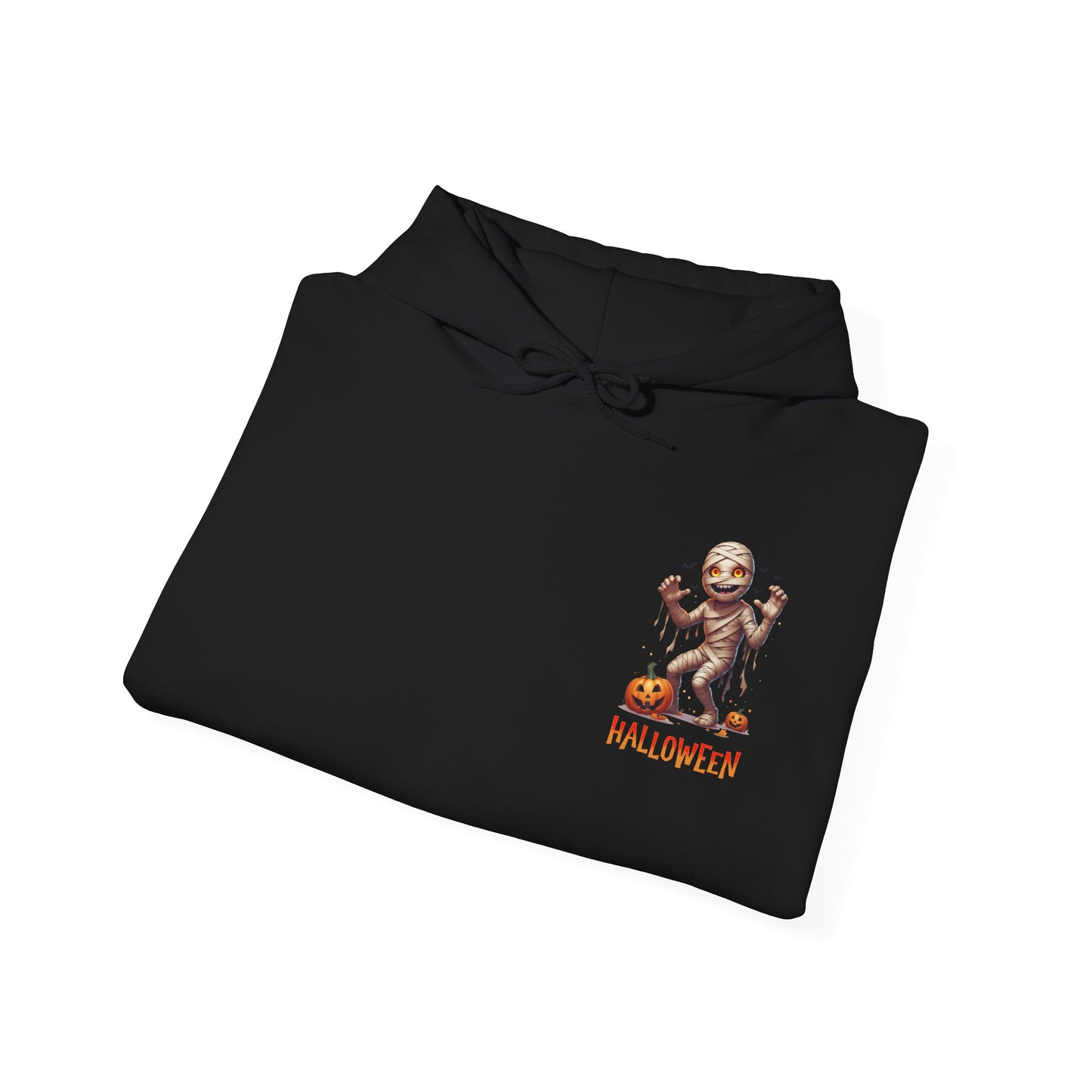 Halloween Mummy Hoodie – Spooky Pumpkin Graphic Sweatshirt – Gildan 18500 Unisex Halloween Hoodie for Fall & Horror Lovers