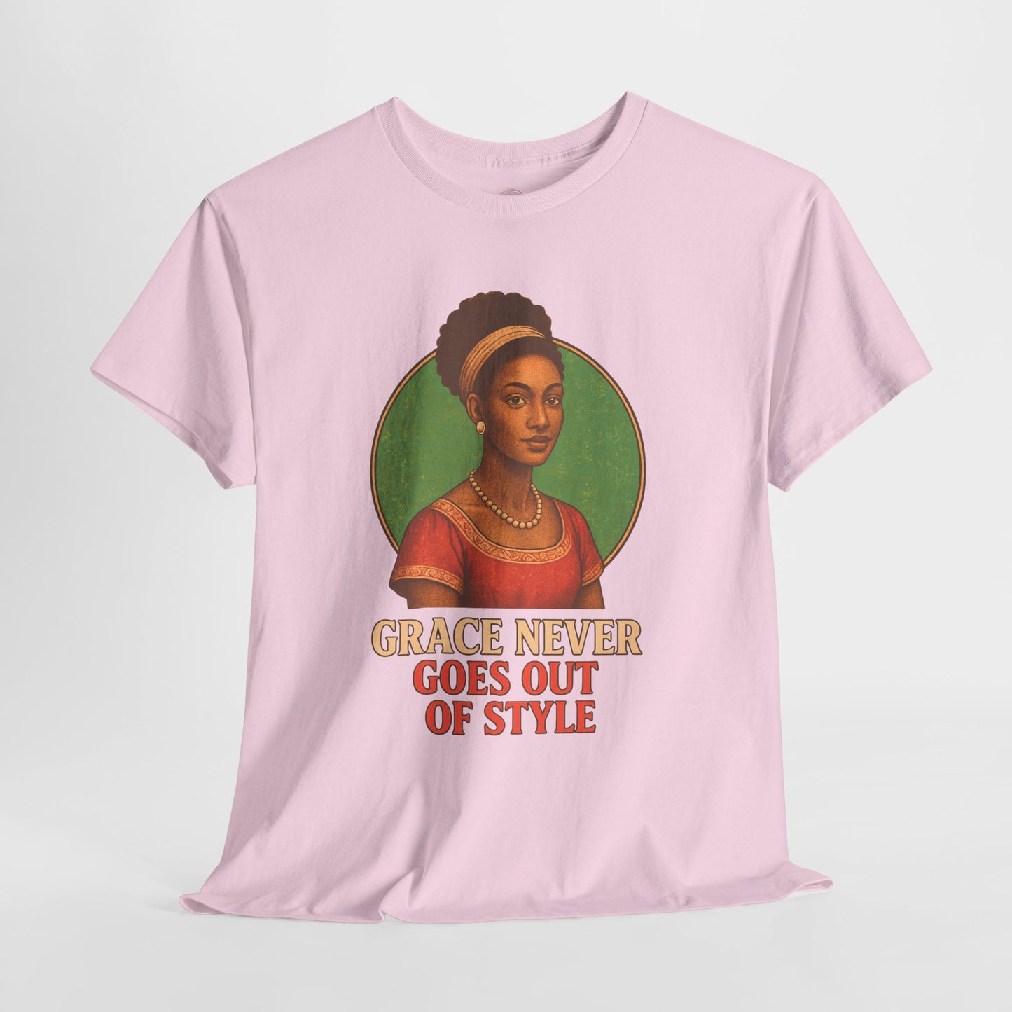 Grace Never Goes Out of Style Gildan 5000 Shirt - Retro Vintage Afro Woman Graphic Tee, 70s Aesthetic Inspirational Quote T-Shirt