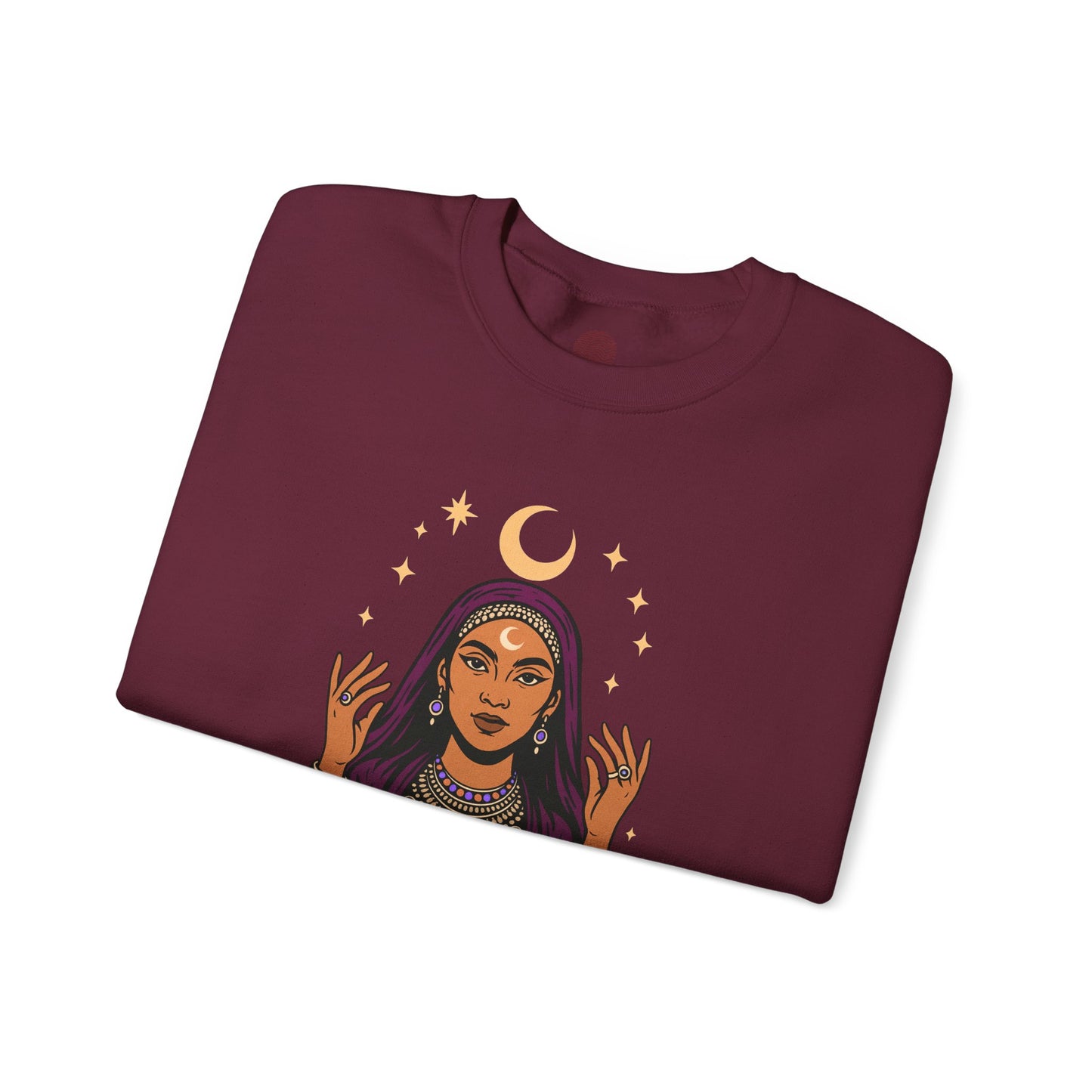 Guided by the Moon Sweatshirt, Mystical Celestial Graphic Pullover, Astrology Spiritual Unisex Crewneck, Moon Phase Cozy Gift, Celestial