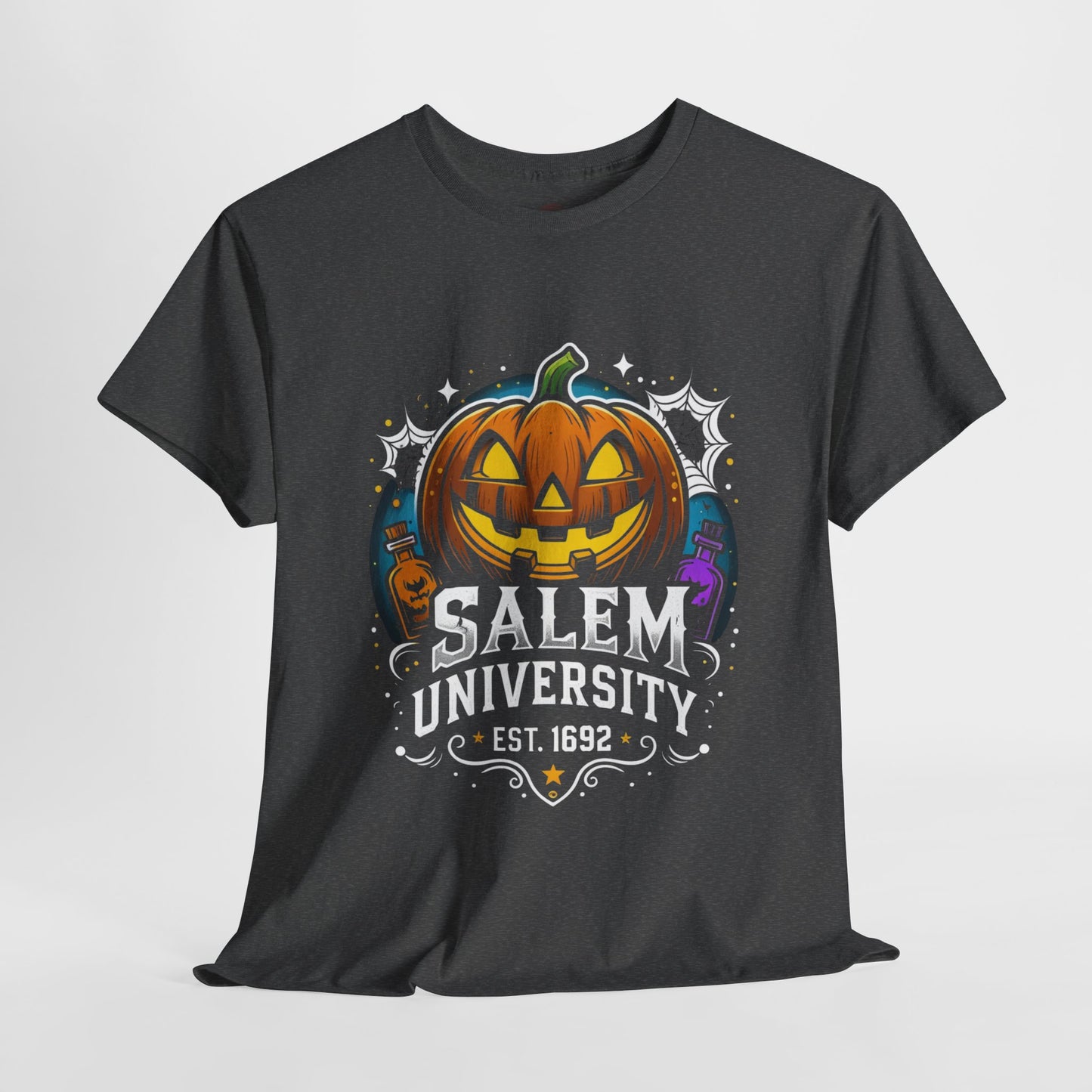 Salem University Halloween Shirt | Funny Witch Pumpkin Graphic Tee | Spooky Witchcraft Unisex T-Shirt | Vintage Halloween Party Top