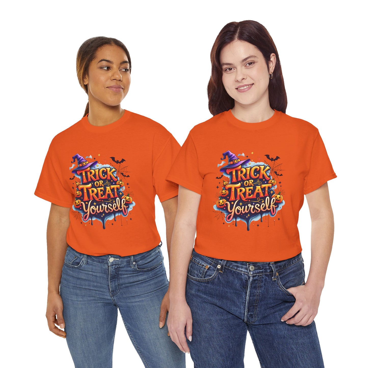 Trick or Treat Yourself Halloween Shirt | Funny Witch Pumpkin Graphic Tee | Spooky Unisex Costume T-Shirt | Cute Halloween Party Top