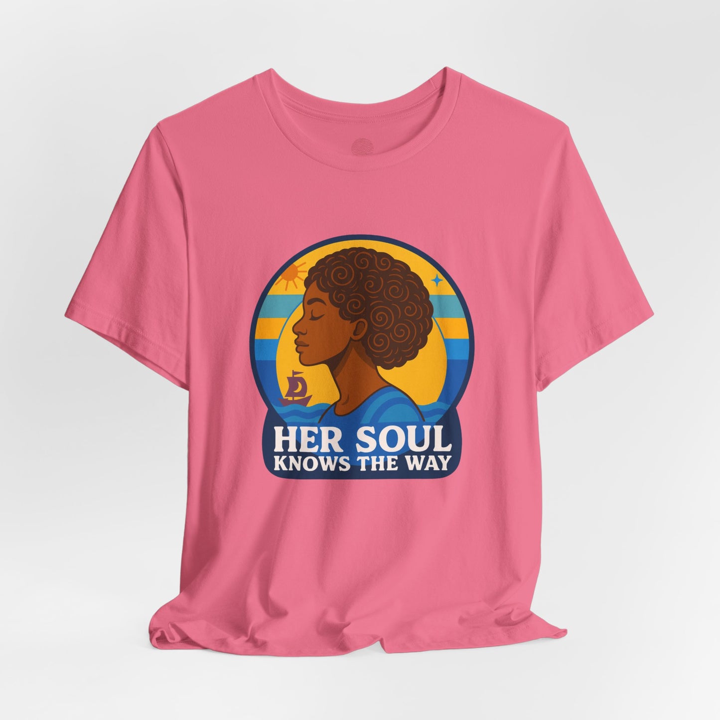 Retro Afro Woman Graphic Tee,Unisex Jersey Short Sleeve Tee, Inspirational Quote Top, Her Soul Knows The Way Shirt