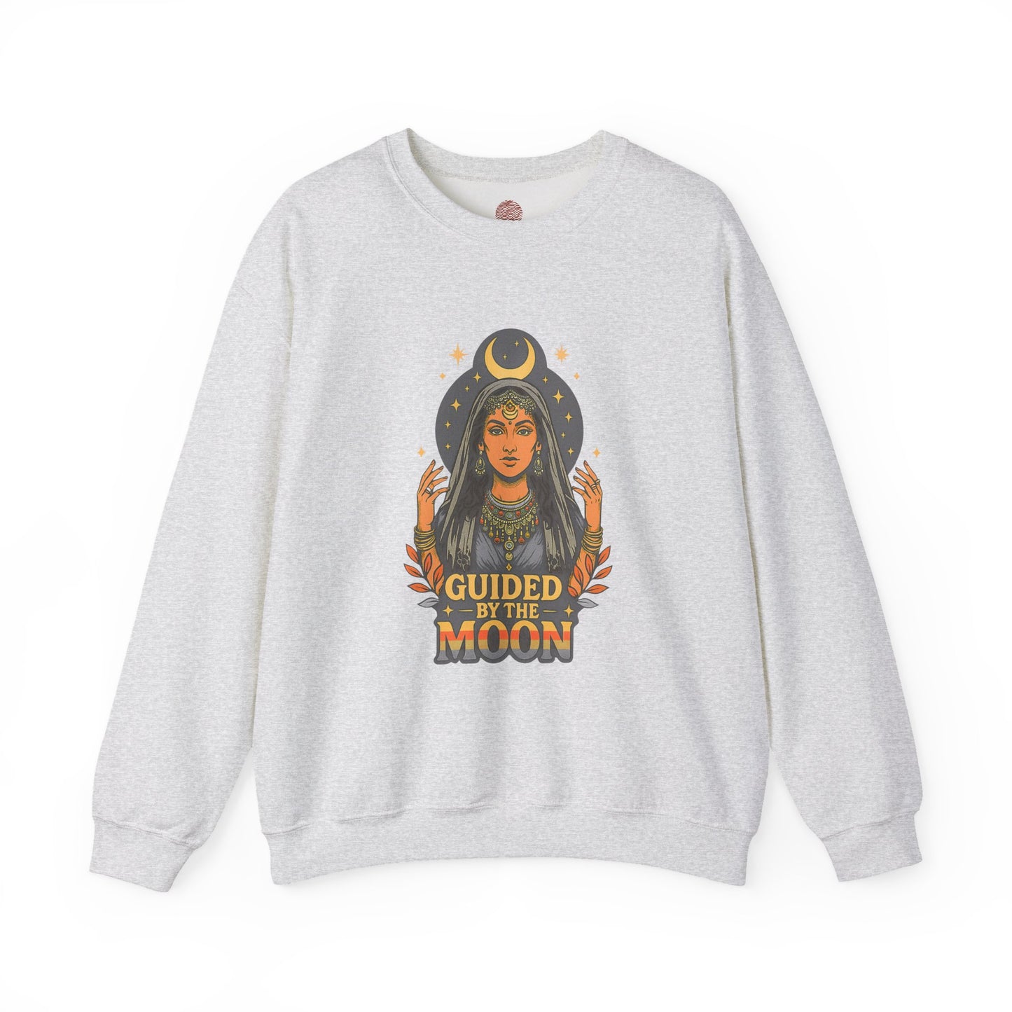 Guided by the Moon Sweatshirt, Celestial Graphic Pullover, Moon Phase Cozy Top, Astrology Gift, Gildan 18000 Sweatshirt