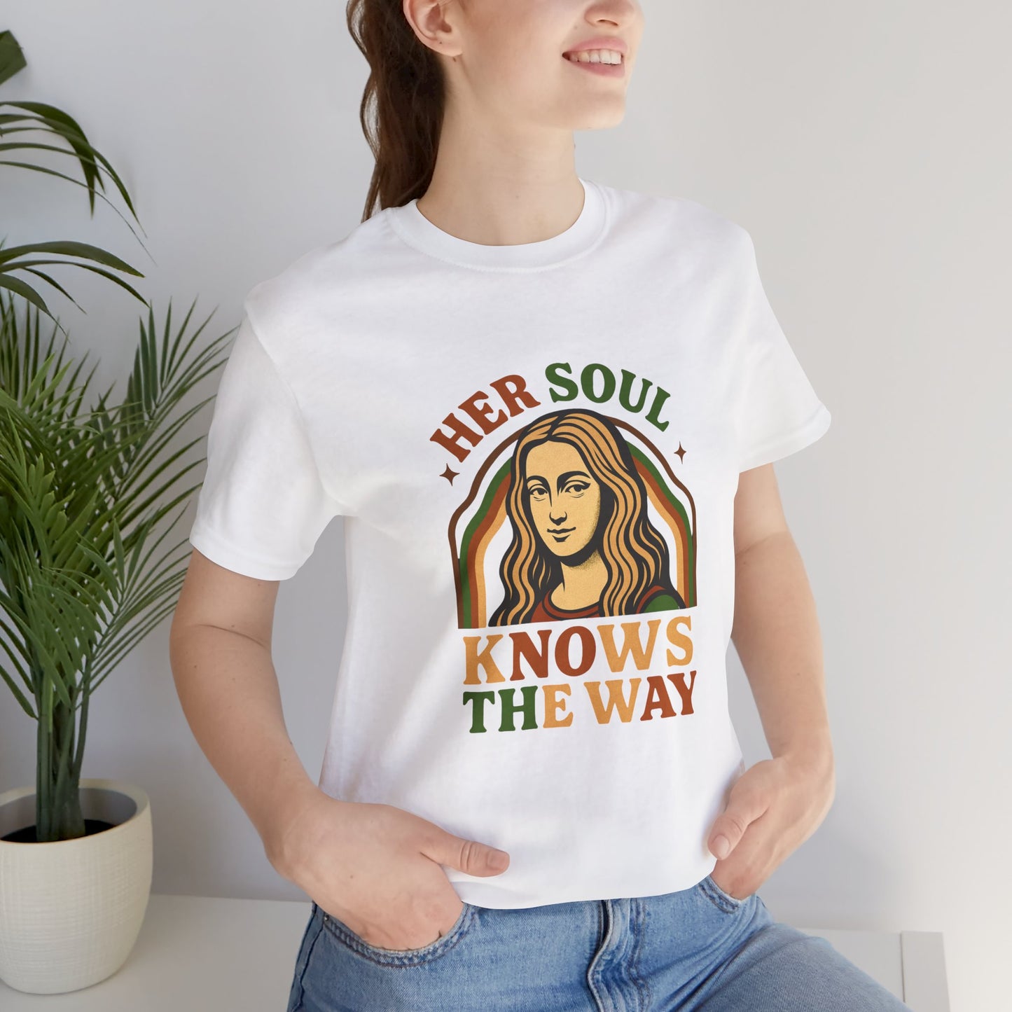 Inspirational Quote Unisex Tee, Her Soul Knows The Way Shirt, Retro Graphic T-Shirt, Vintage Quote Top, Bella+Canvas 3001 Shirt