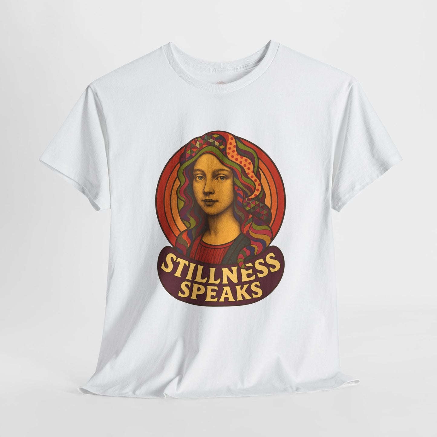 Stillness Speaks T-Shirt, Psychedelic Retro 70s Graphic Tee, Spiritual Mystic Woman Shirt, Boho Trippy Aesthetic Top, Inner Peace Gift,