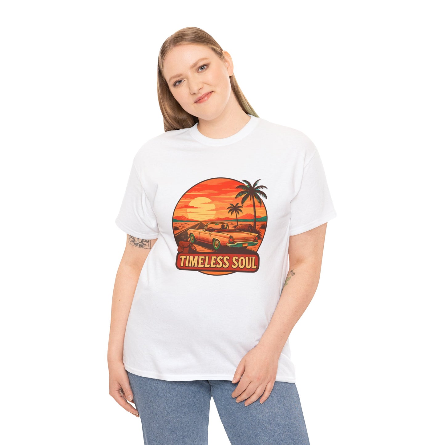 Timeless Soul Road Trip T-Shirt, Retro Sunset Unisex Tee, Vintage Palm Tree Graphic Shirt