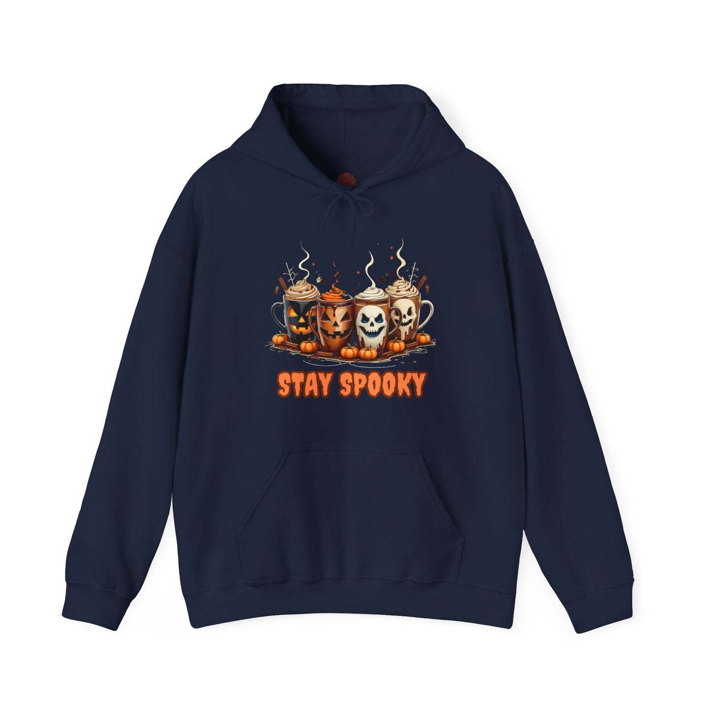 Stay Spooky Halloween Hoodie – Gildan 18500 Unisex Heavy Blend – Gothic Coffee Mug Graphic Sweatshirt
