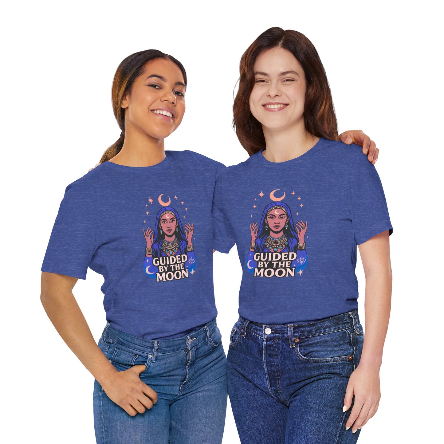 Guided by the Moon T Shirt, Mystical Celestial Graphic Tee, Spiritual Astrology Unisex Top, Moon Phase Witchy Gift for Moon Lovers - Unisex