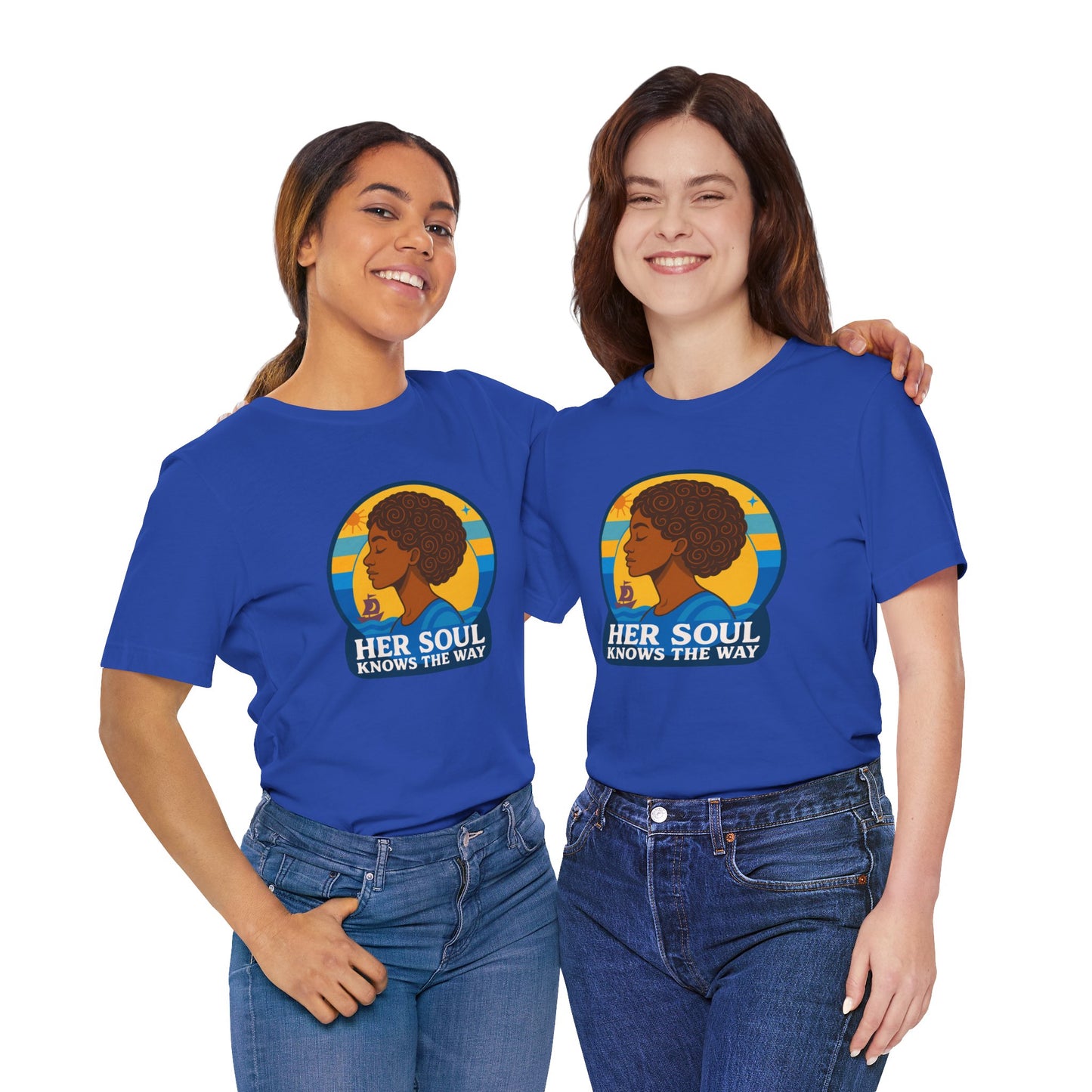 Retro Afro Woman Graphic Tee,Unisex Jersey Short Sleeve Tee, Inspirational Quote Top, Her Soul Knows The Way Shirt