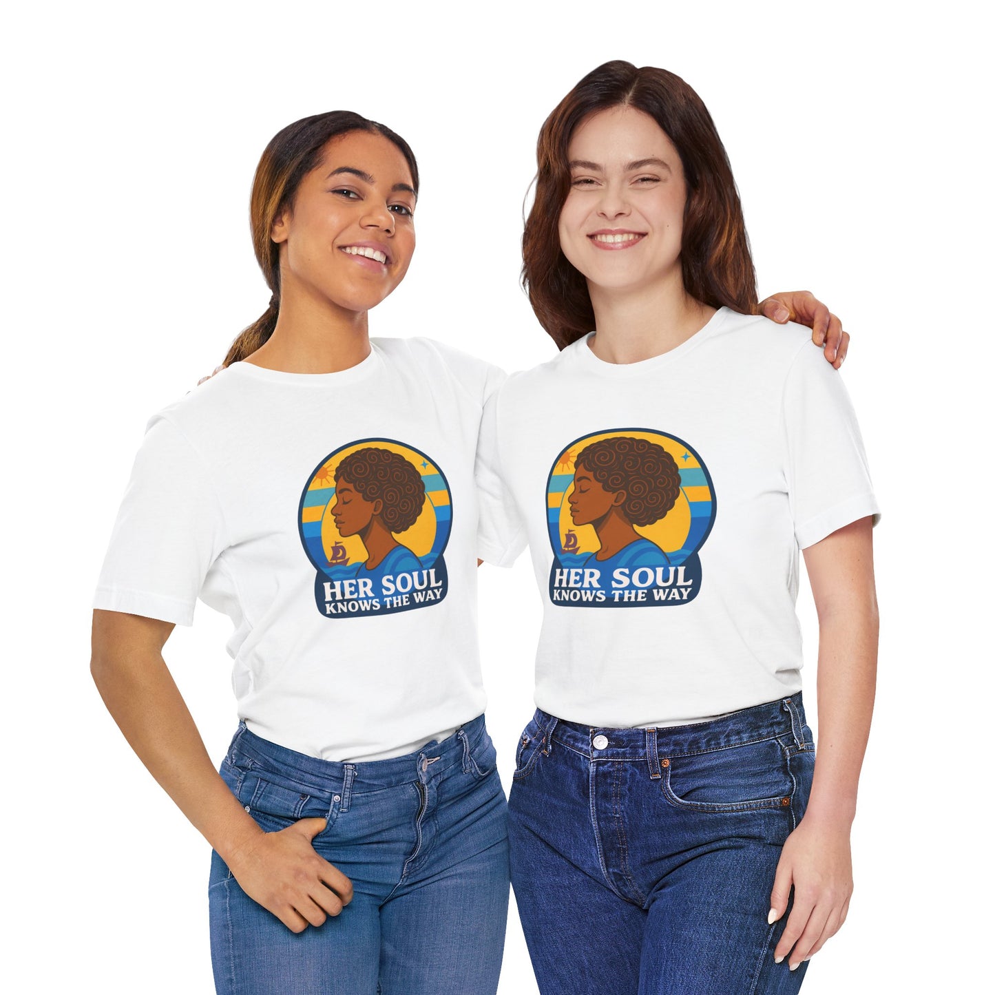 Retro Afro Woman Graphic Tee,Unisex Jersey Short Sleeve Tee, Inspirational Quote Top, Her Soul Knows The Way Shirt