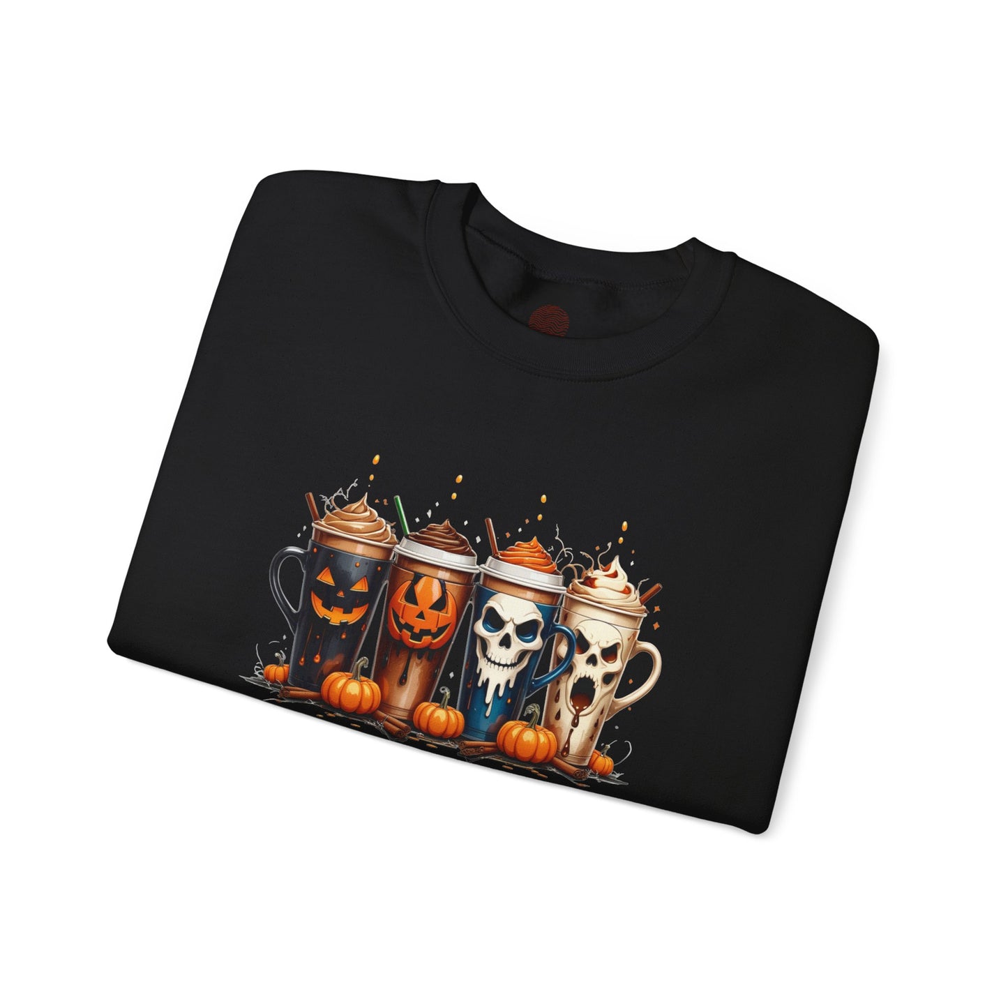 Stay Spooky Halloween Coffee Cups Sweatshirt – Unisex Gildan Heavy Blend Crewneck Pullover
