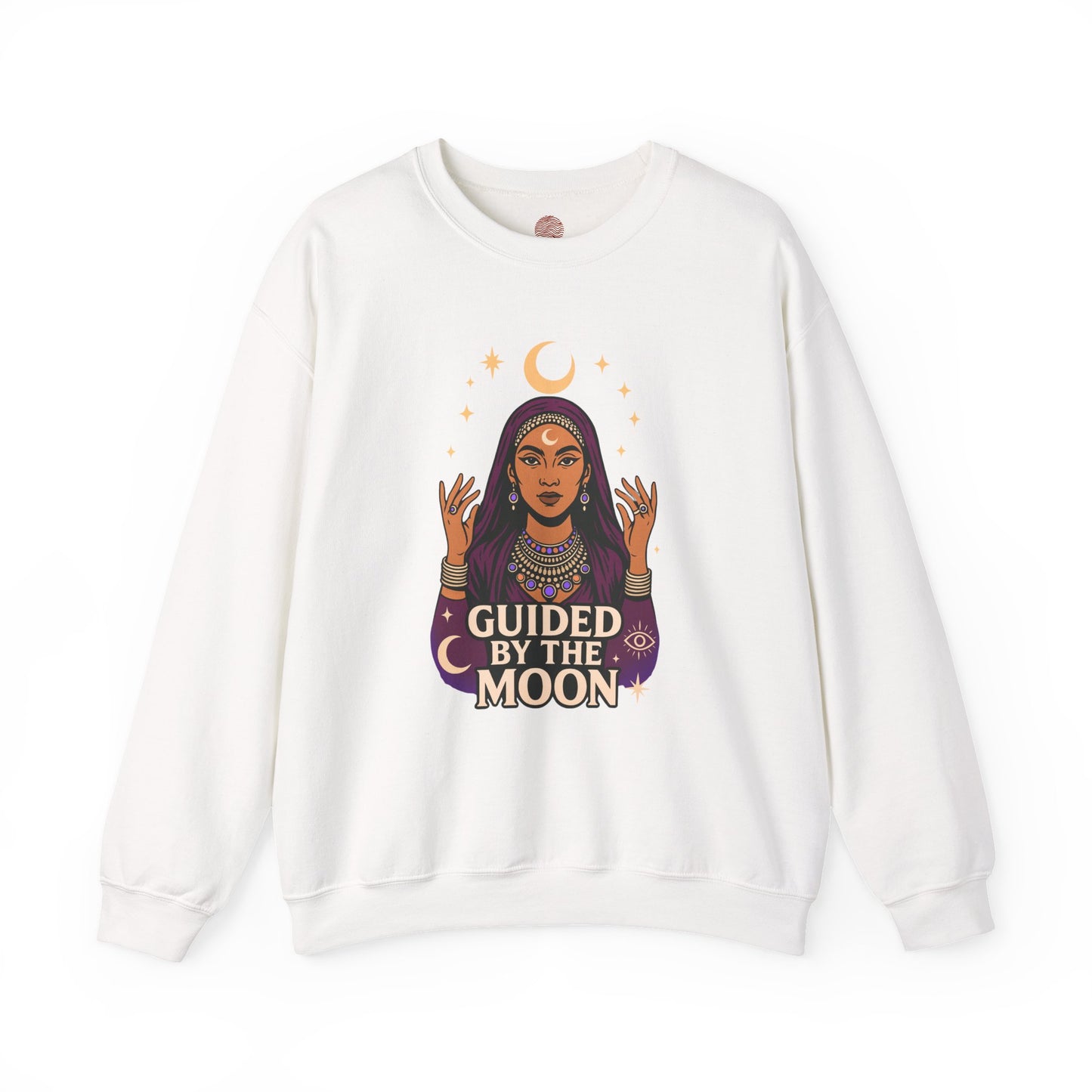 Guided by the Moon Sweatshirt, Mystical Celestial Graphic Pullover, Astrology Spiritual Unisex Crewneck, Moon Phase Cozy Gift, Celestial