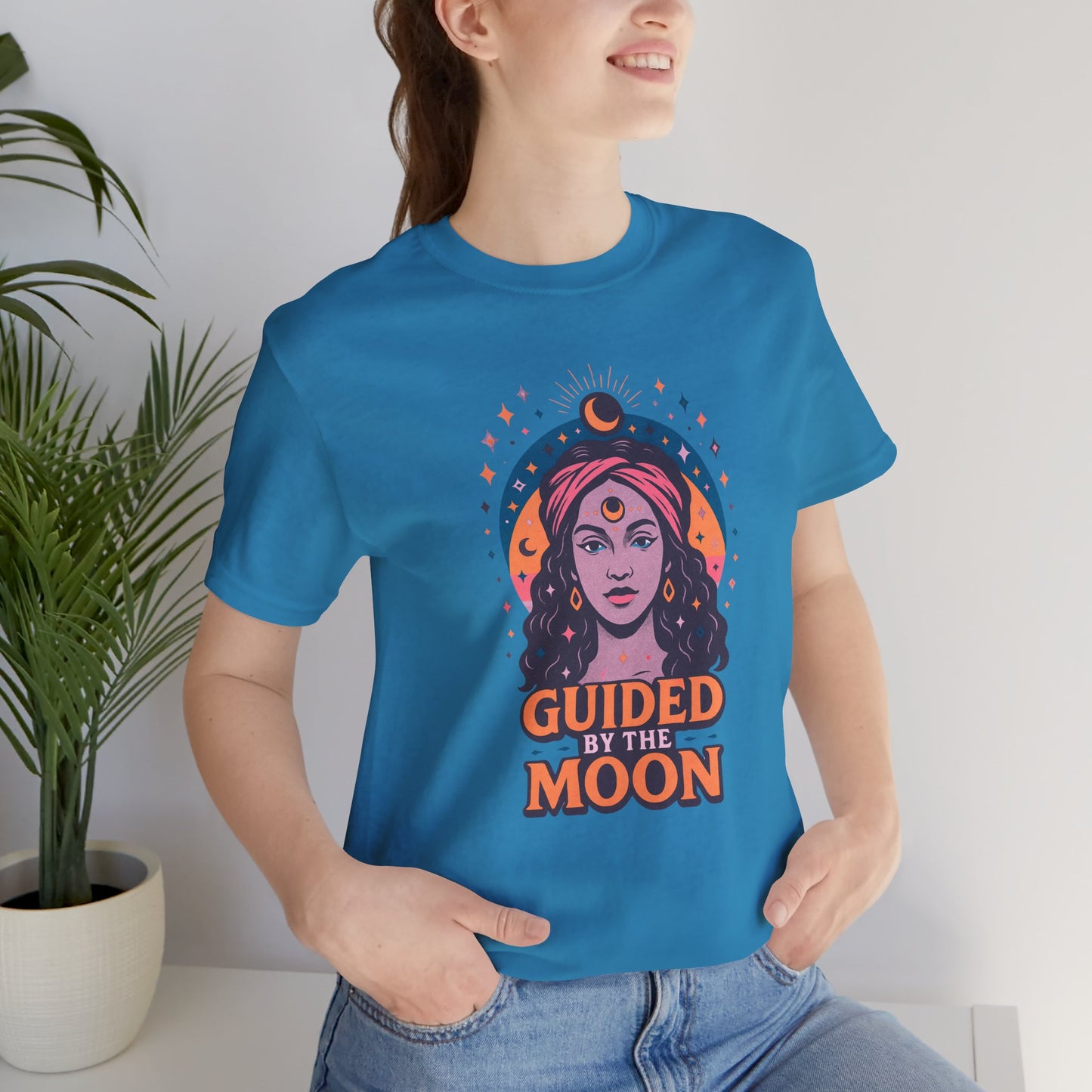 Moon Phase T-Shirt, Celestial Astrology Tee, Spiritual Unisex Top, Witchy Moon Lover Gift, Guided by the Moon Shirt, Mystical Graphic Tee