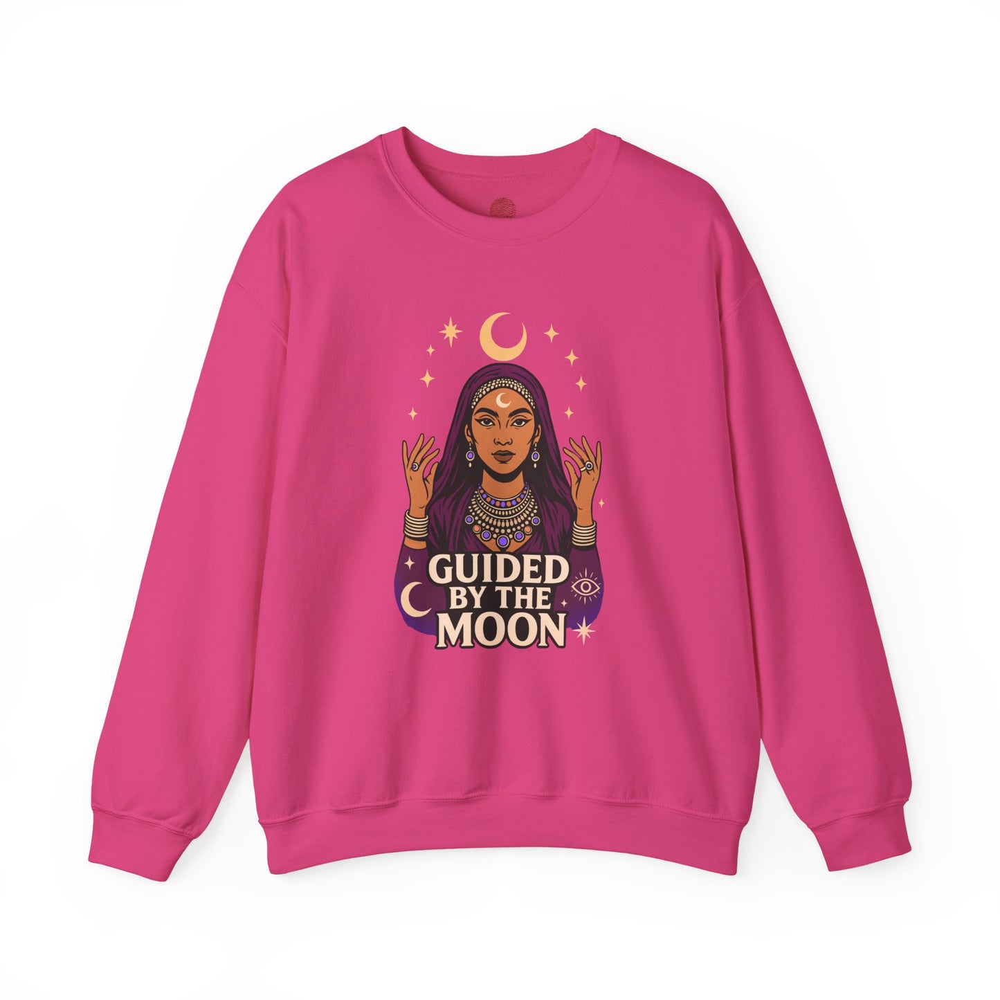 Guided by the Moon Sweatshirt, Mystical Celestial Graphic Pullover, Astrology Spiritual Unisex Crewneck, Moon Phase Cozy Gift, Celestial