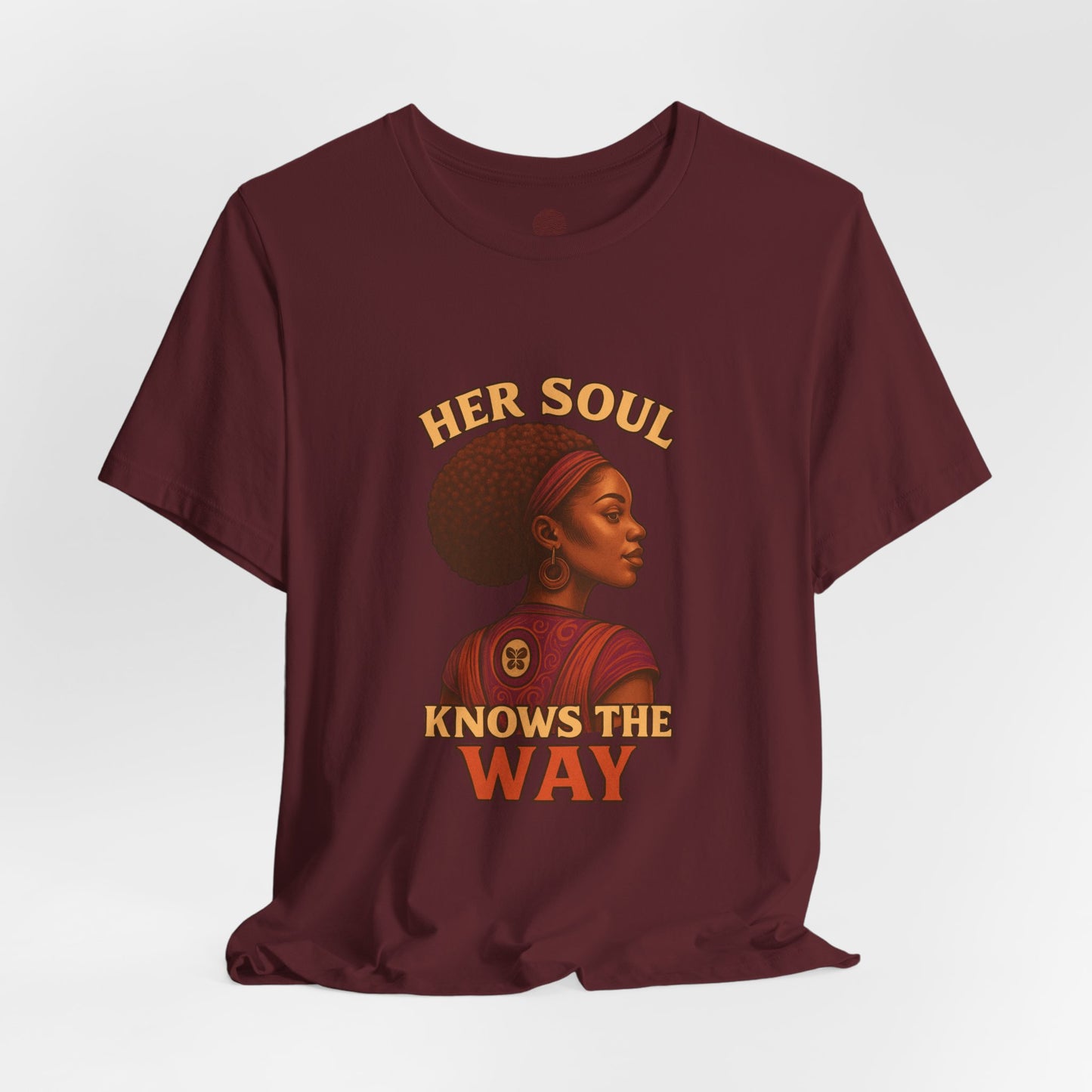 Retro Afro Woman Graphic Tee, Inspirational Quote Top, Her Soul Knows The Way Shirt, Unisex T-Shirt, Bella+Canvas 3001, Short Sleeve