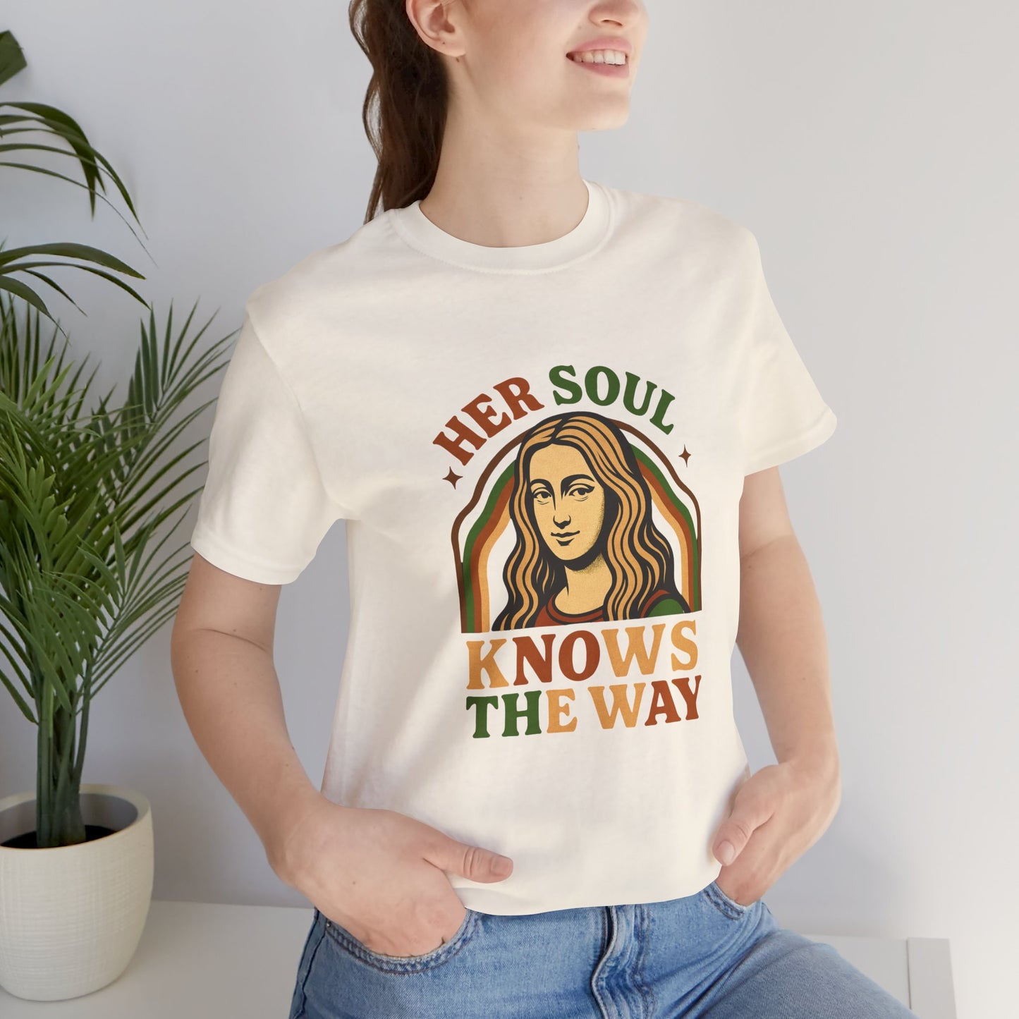 Inspirational Quote Unisex Tee, Her Soul Knows The Way Shirt, Retro Graphic T-Shirt, Vintage Quote Top, Bella+Canvas 3001 Shirt