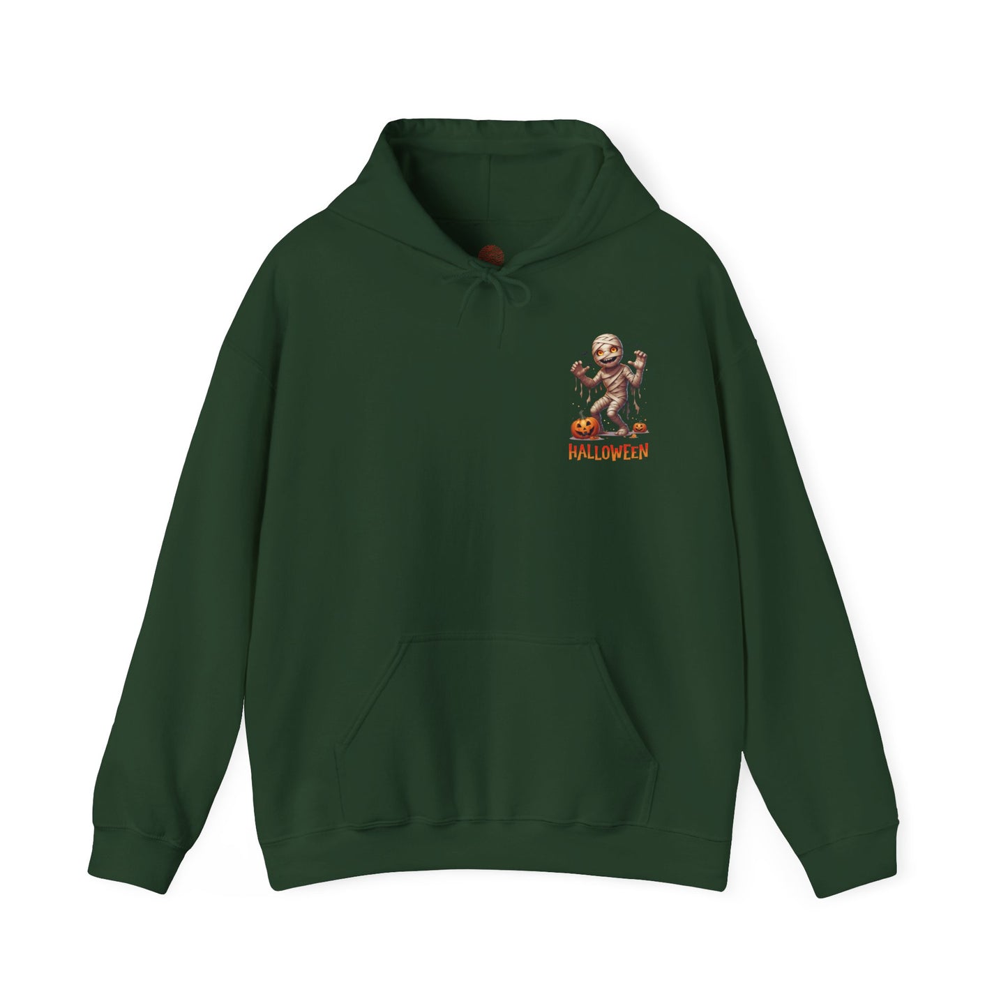 Halloween Mummy Hoodie – Spooky Pumpkin Graphic Sweatshirt – Gildan 18500 Unisex Halloween Hoodie for Fall & Horror Lovers