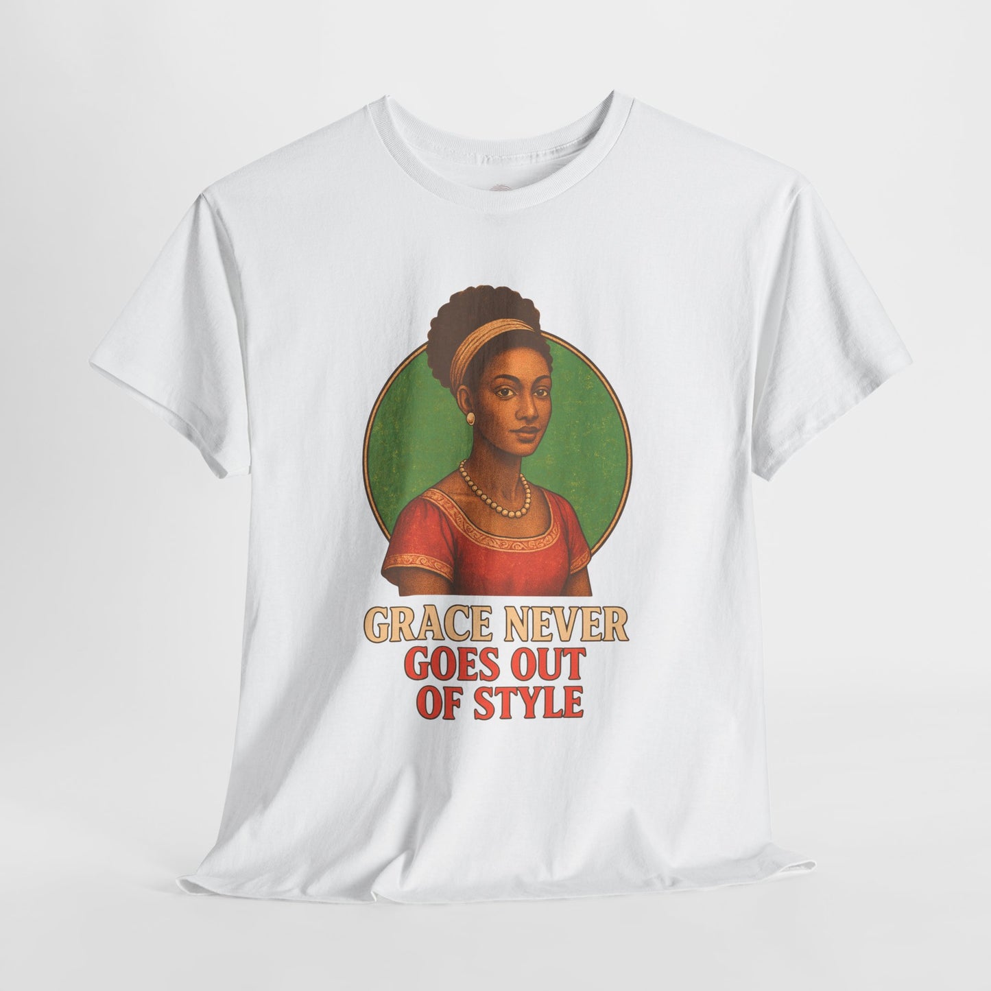 Grace Never Goes Out of Style Gildan 5000 Shirt - Retro Vintage Afro Woman Graphic Tee, 70s Aesthetic Inspirational Quote T-Shirt
