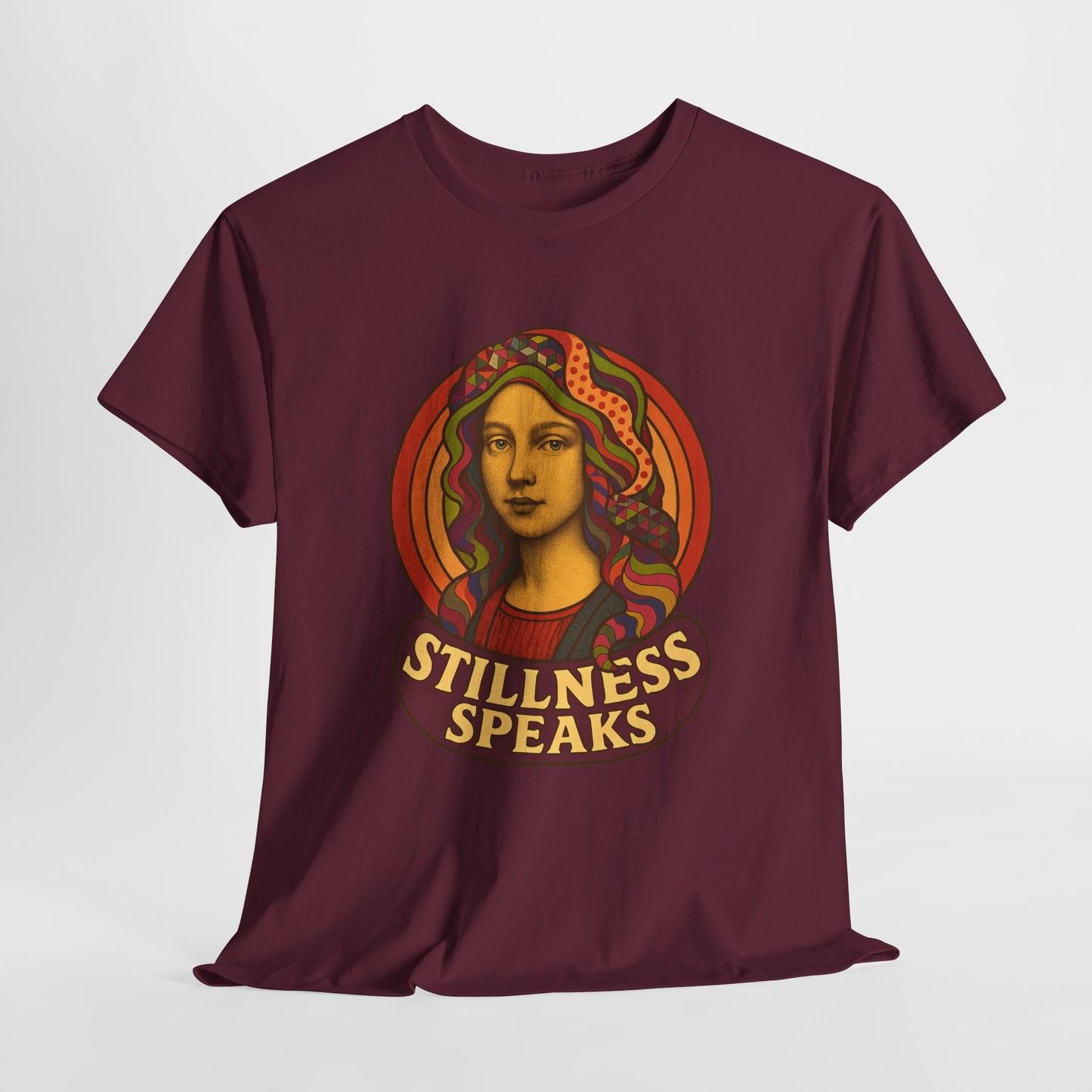 Stillness Speaks T-Shirt, Psychedelic Retro 70s Graphic Tee, Spiritual Mystic Woman Shirt, Boho Trippy Aesthetic Top, Inner Peace Gift,