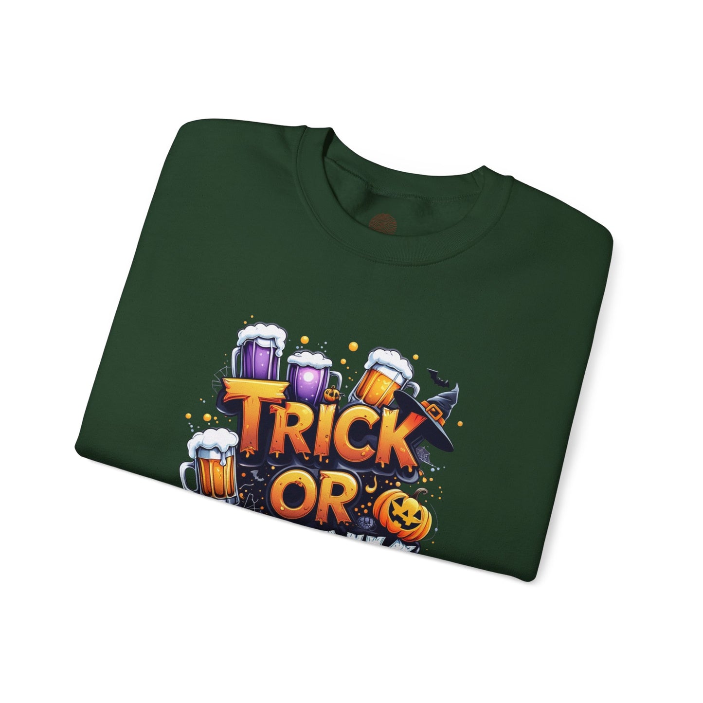 "Trick or Drink Halloween Sweatshirt – Unisex Cozy Crewneck, Spooky Season Fall Outfit, Funny Party Gift"