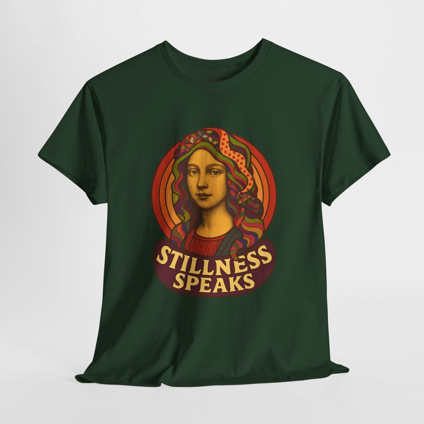 Stillness Speaks T-Shirt, Psychedelic Retro 70s Graphic Tee, Spiritual Mystic Woman Shirt, Boho Trippy Aesthetic Top, Inner Peace Gift,