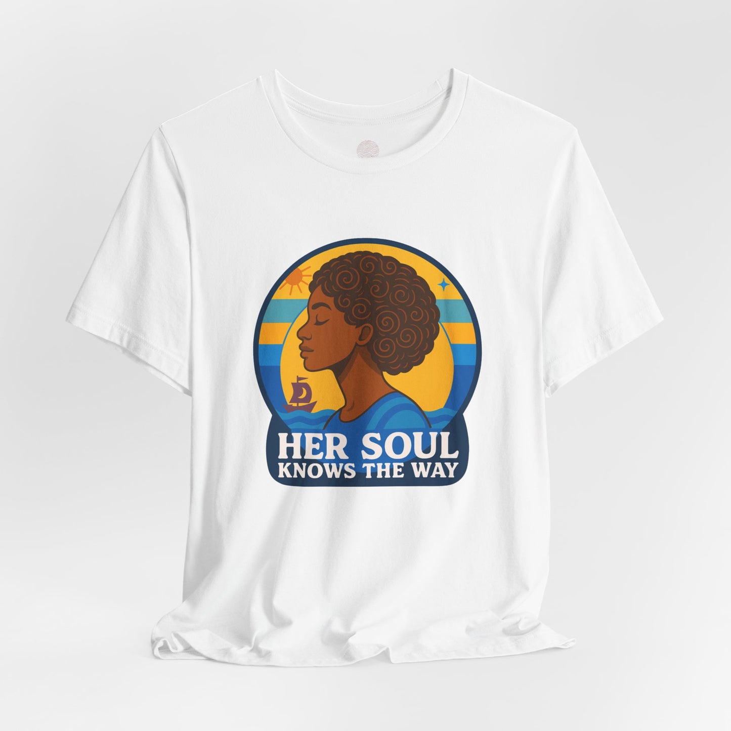 Retro Afro Woman Graphic Tee,Unisex Jersey Short Sleeve Tee, Inspirational Quote Top, Her Soul Knows The Way Shirt
