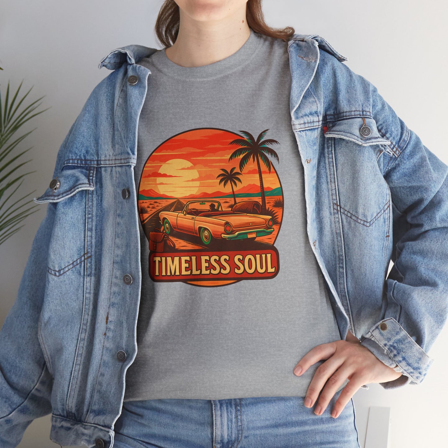 Timeless Soul Road Trip T-Shirt, Retro Sunset Unisex Tee, Vintage Palm Tree Graphic Shirt