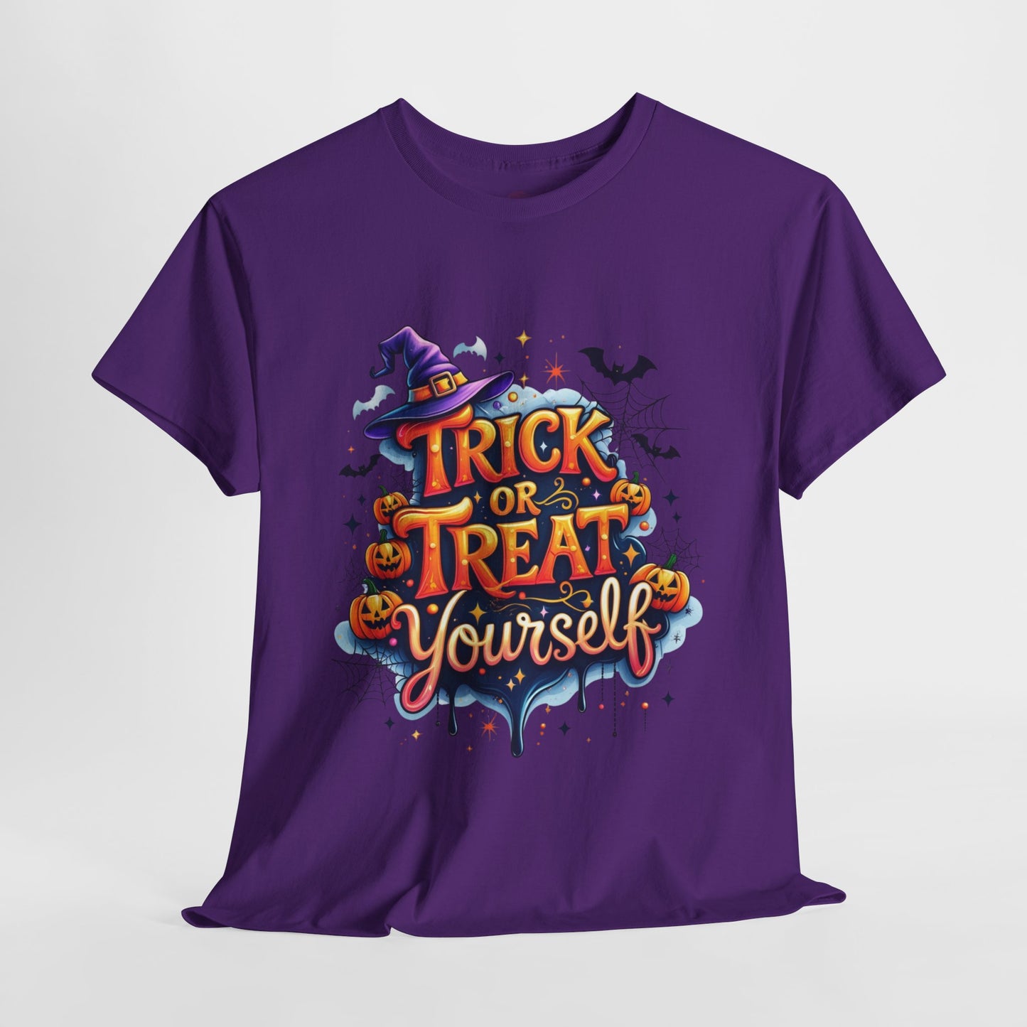 Trick or Treat Yourself Halloween Shirt | Funny Witch Pumpkin Graphic Tee | Spooky Unisex Costume T-Shirt | Cute Halloween Party Top