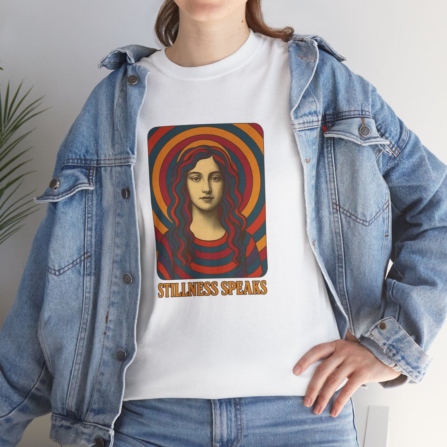 Stillness Speaks Unisex Heavy Cotton Tee, Psychedelic Retro Graphic Shirt, Spiritual Boho Aesthetic Top, Vintage 70s Trippy Tshirt,